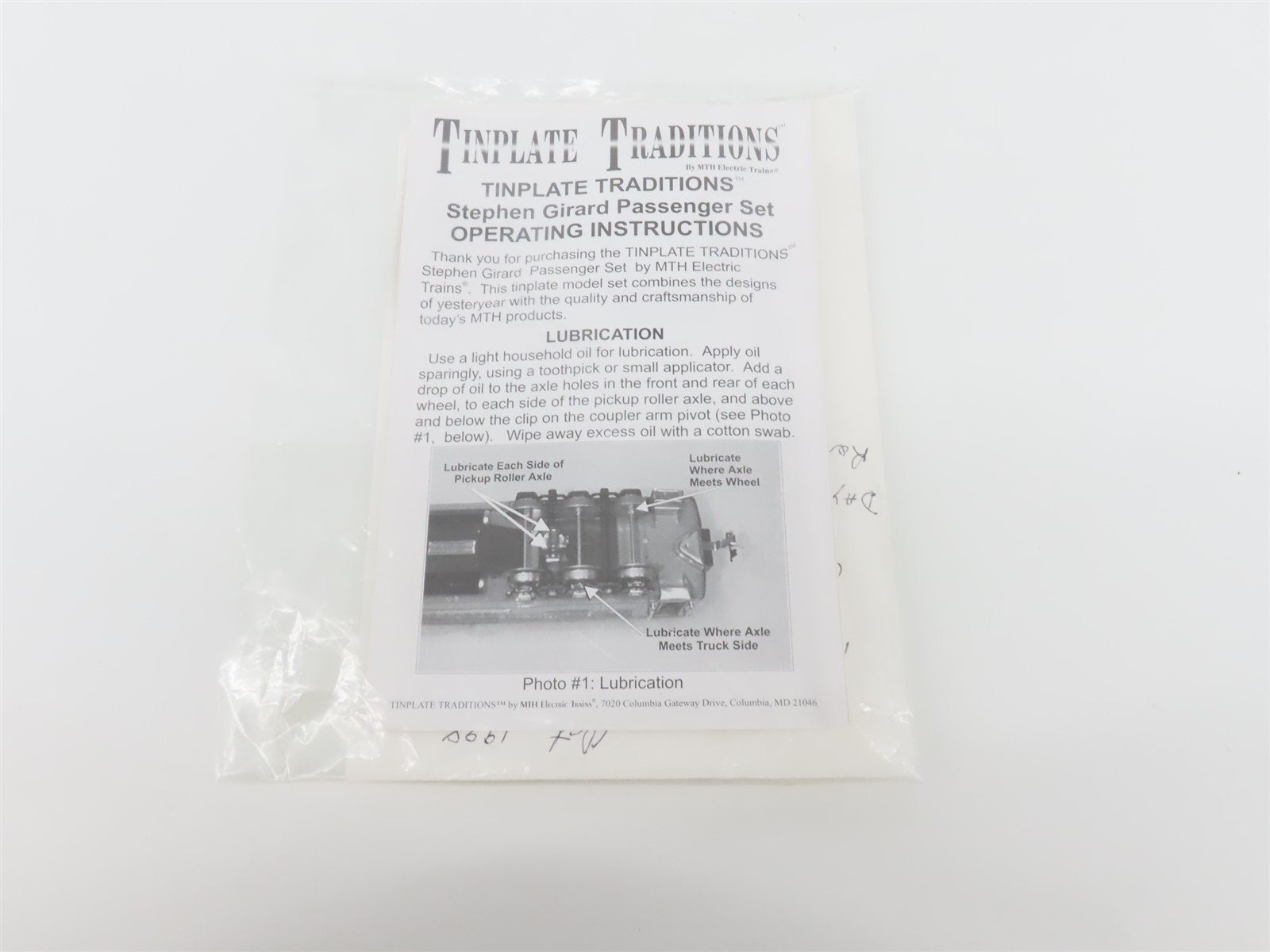 Standard Gauge MTH 10-1068-2 425 Tinplate Stephen Girard Coach Passenger Car