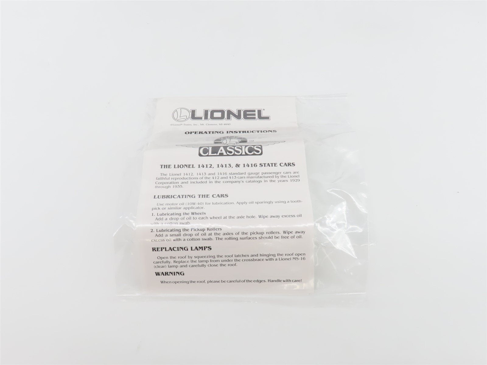 Standard Gauge Lionel 6-13406 New York Observation Passenger Car #1416