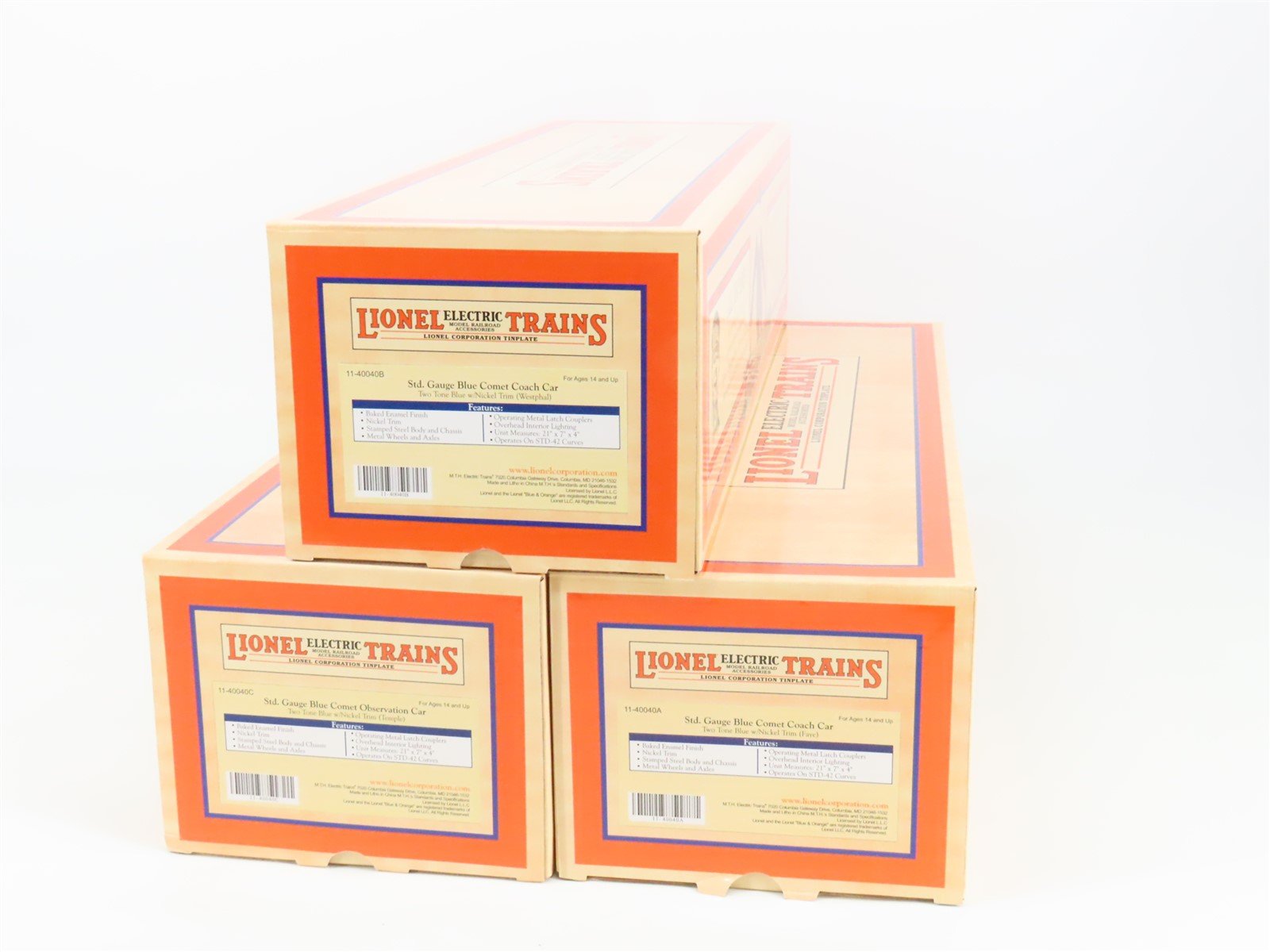 Standard Gauge Lionel/MTH 11-40040 Blue Comet Two-Tone 3-Car Passenger Set