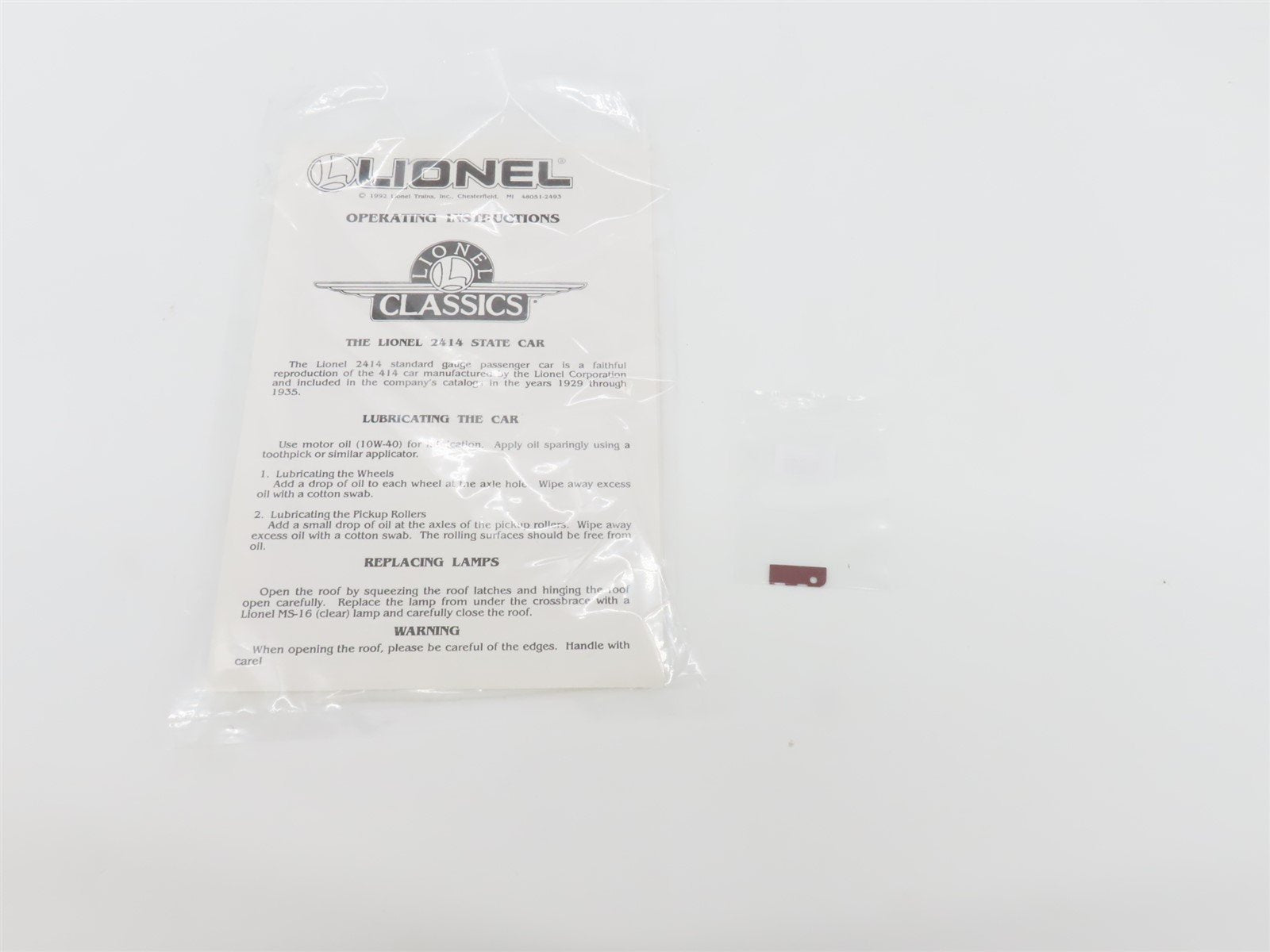 Standard Gauge Lionel 6-13423 Illinois Coach Passenger Car #2414