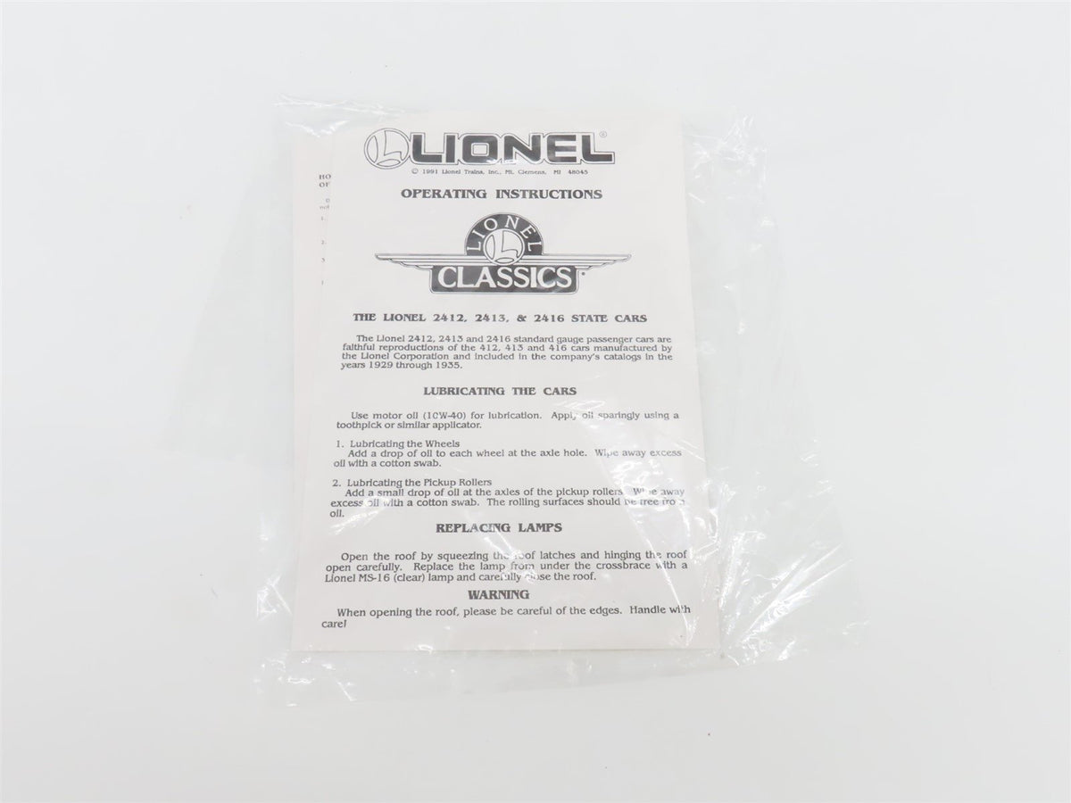 Standard Gauge Lionel 6-13424 New York Observation Passenger Car #2416