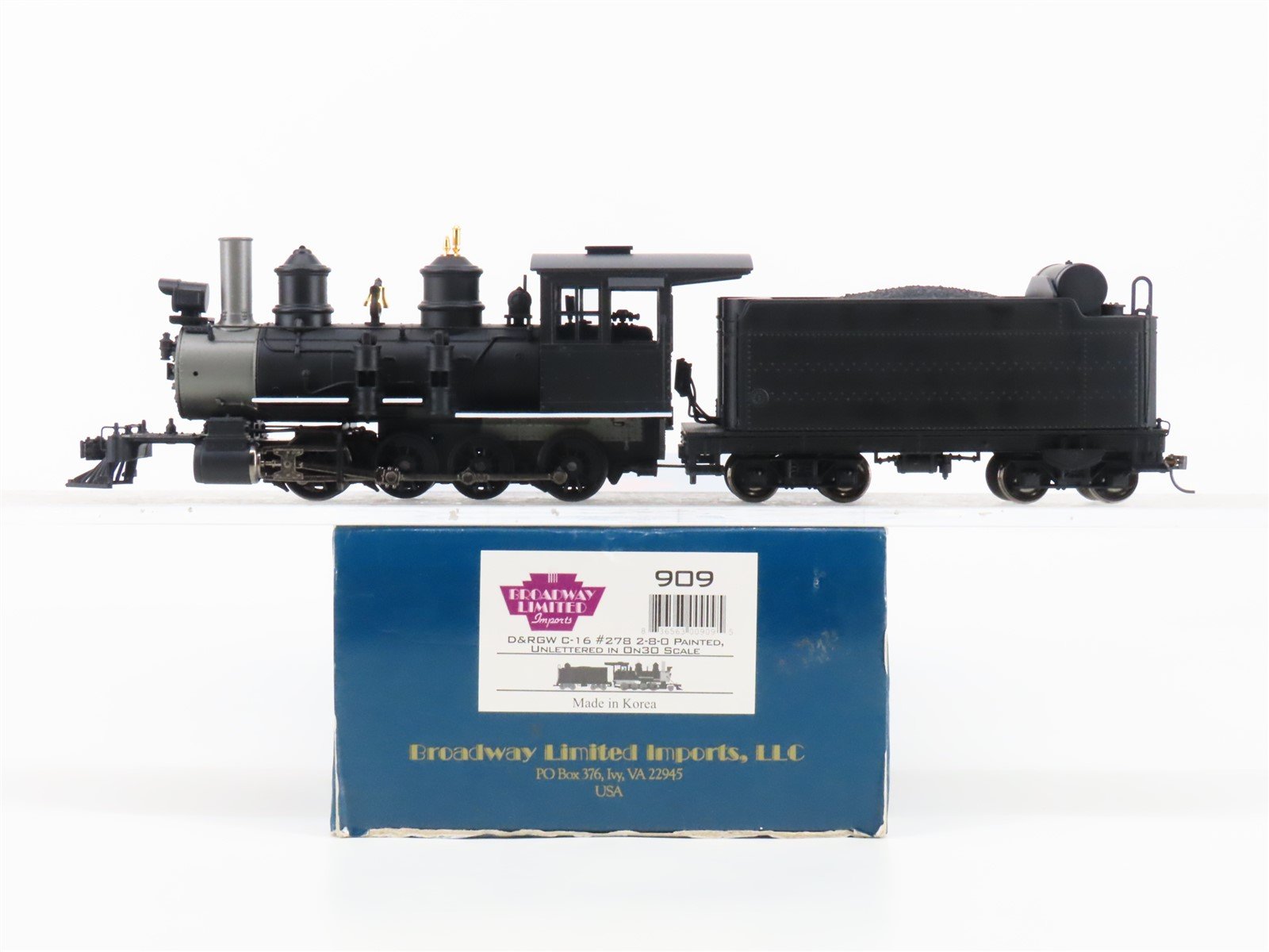 On30 Scale Broadway Ltd BLI Powerhouse 909 Unlettered 2-8-0 Steam w/ DCC & Sound