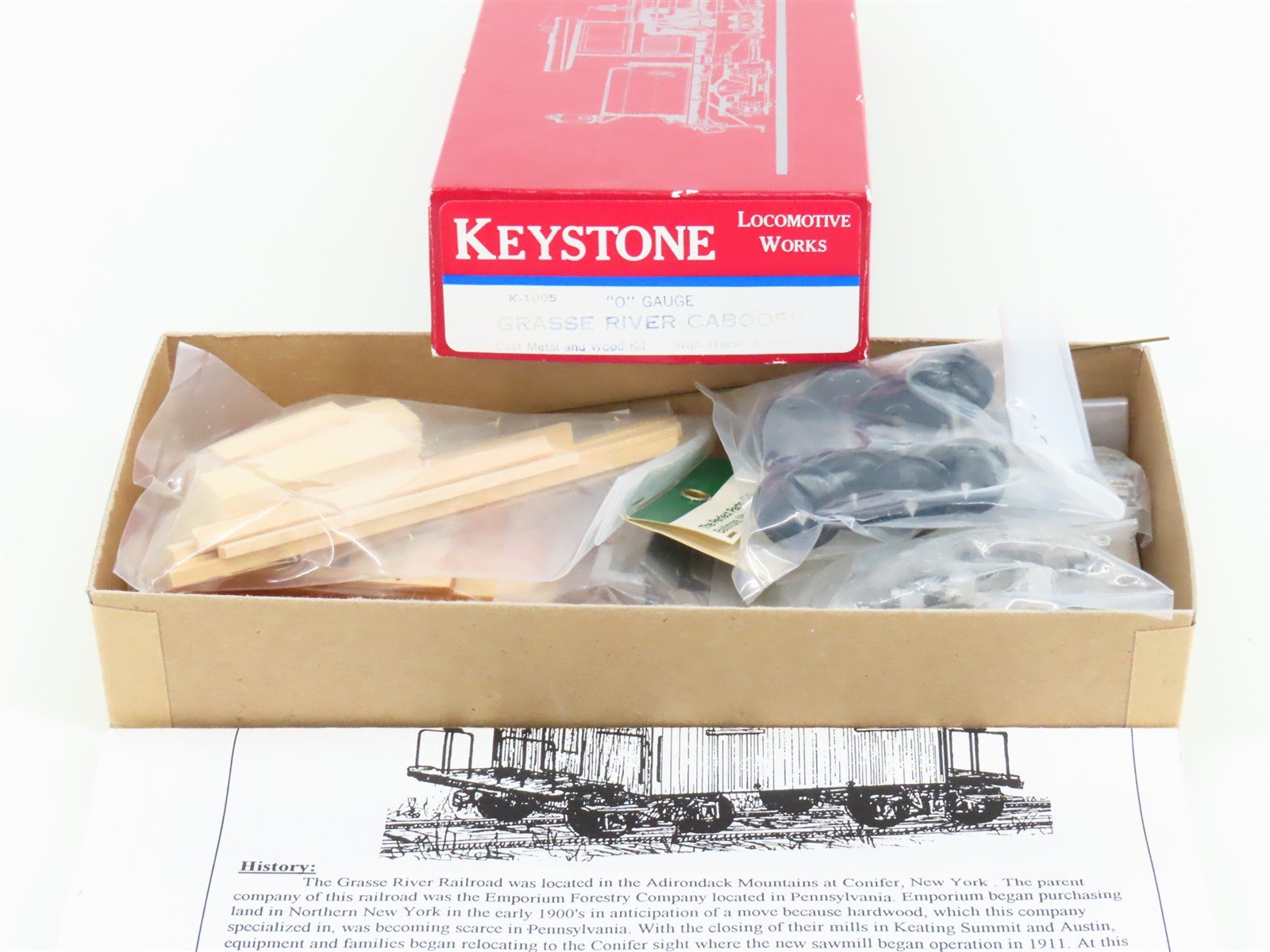 O Scale 2-Rail Keystone K-1005 Undecorated Grasse River Caboose Wood Kit