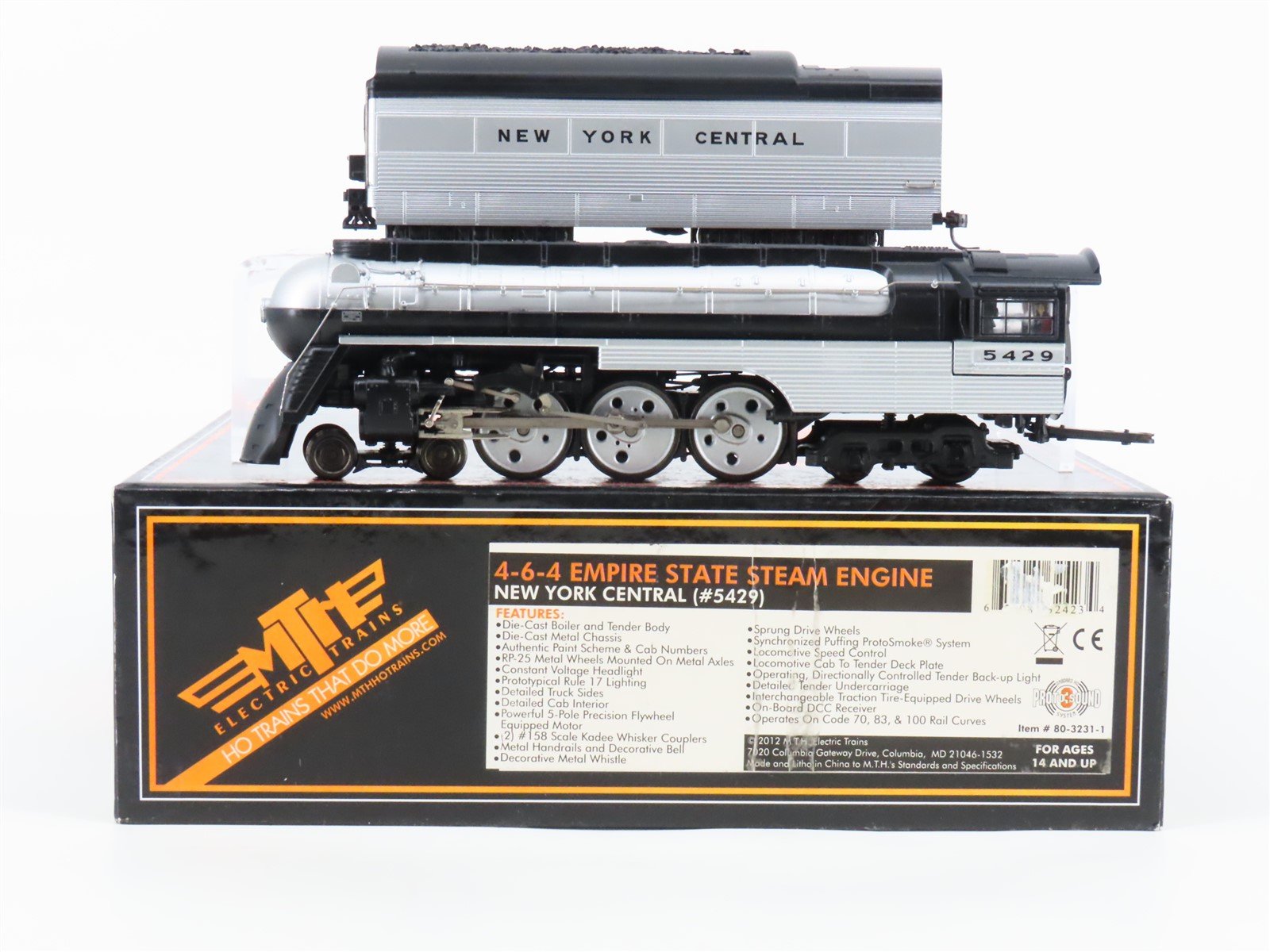 HO Scale MTH 80-3231-1 NYC "Empire State" 4-6-4 Steam #5429 w/ DCC & Sound