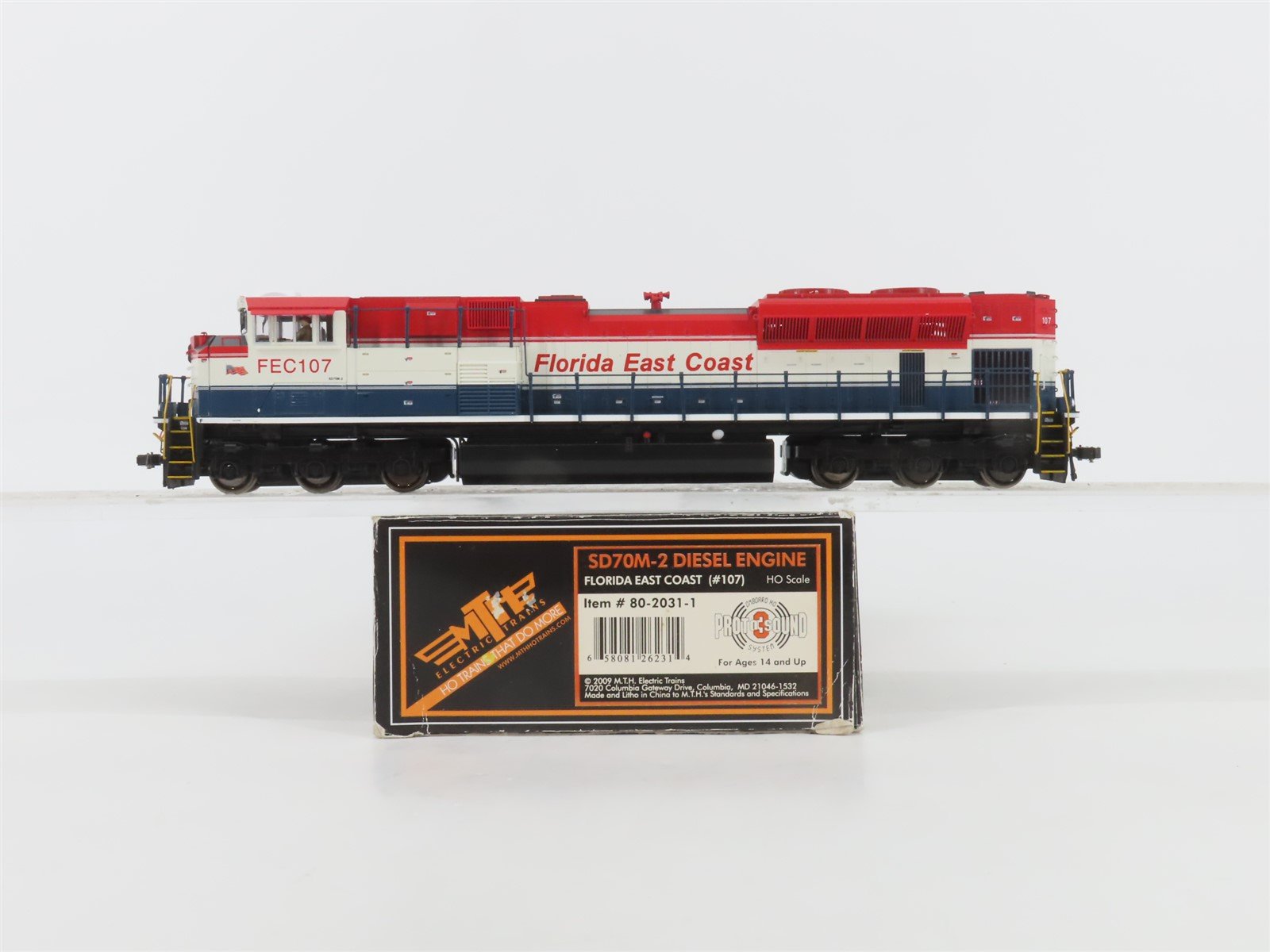 HO Scale MTH 80-2031-1 FEC Florida East Coast SD70M-2 Diesel #107 w/ DCC & Sound