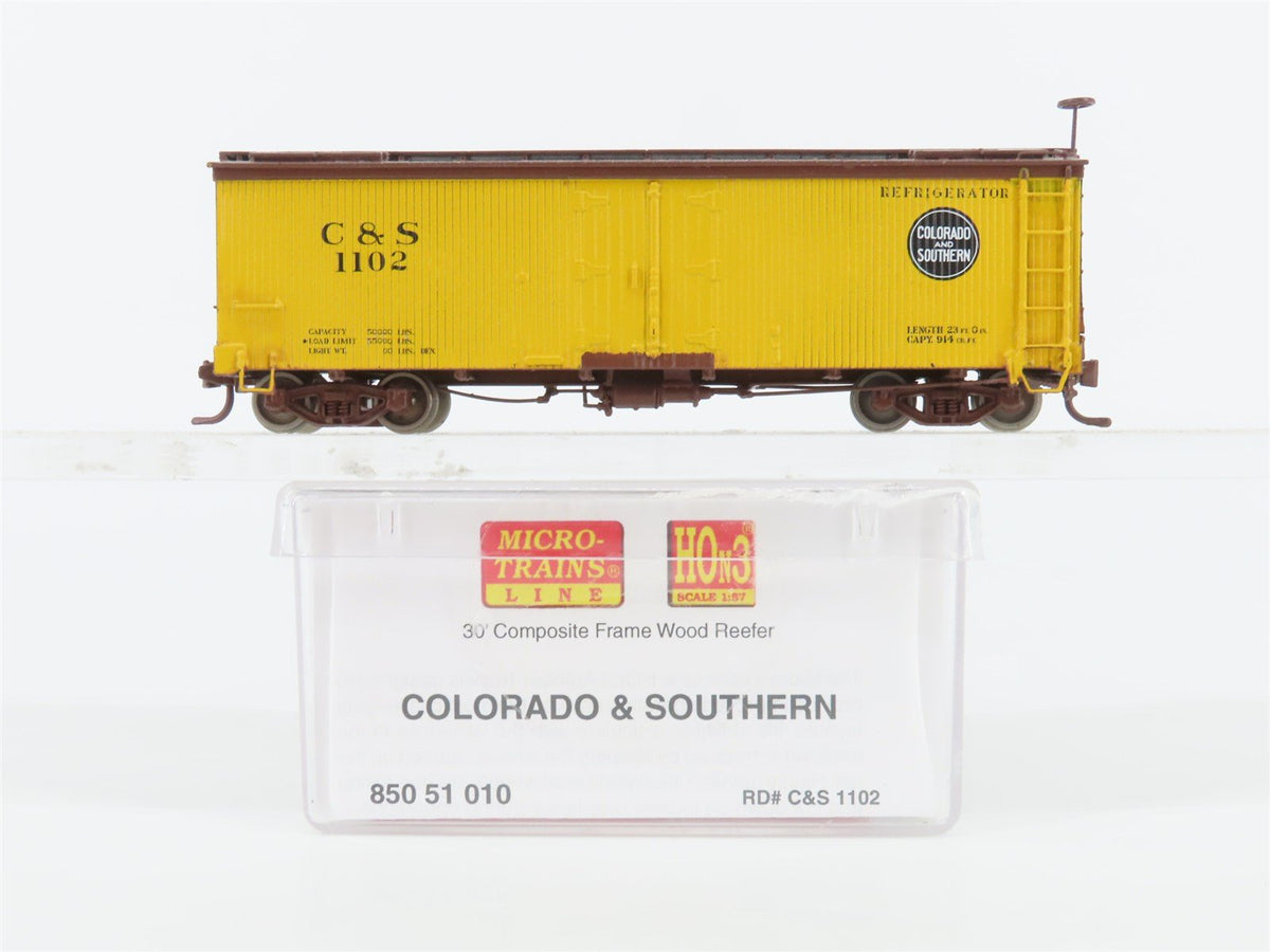 HOn3 Scale Micro-Trains MTL 85051010 C&amp;S Colorado &amp; Southern 30&#39; Reefer #1102