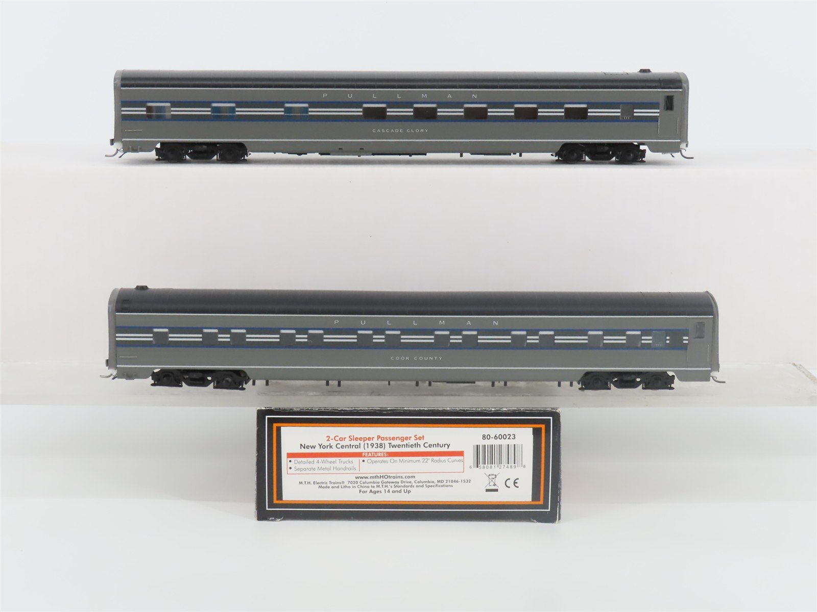 HO Scale MTH 80-60023 NYC New York Central Sleeper Passenger 2-Car Set