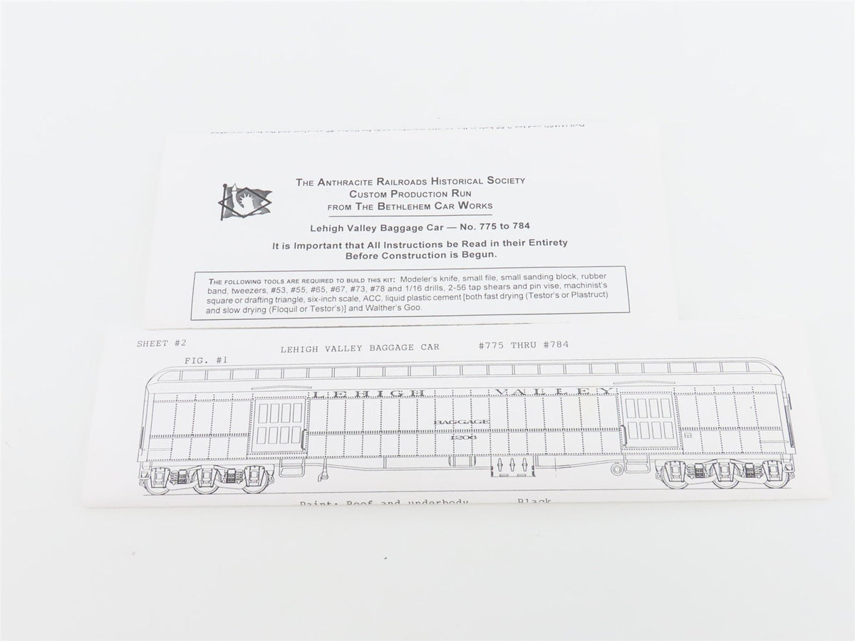 HO Bethlehem Car Works, Inc. Kit #730 Brass LV Lehigh Valley Baggage Passenger