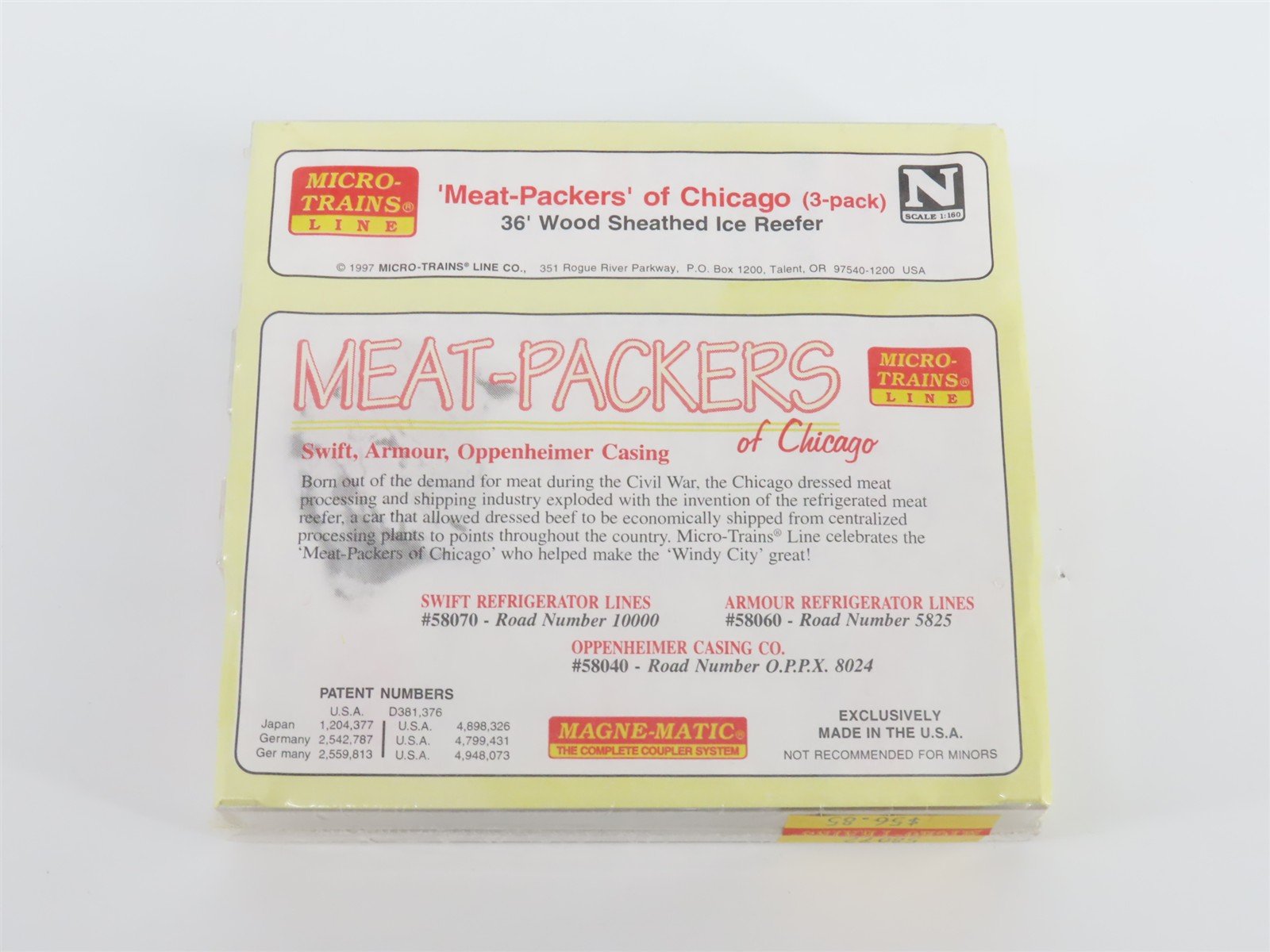 N Scale Micro-Trains MTL 58072 Meat-Packers of Chicago 36' Reefer 3-Pack Sealed