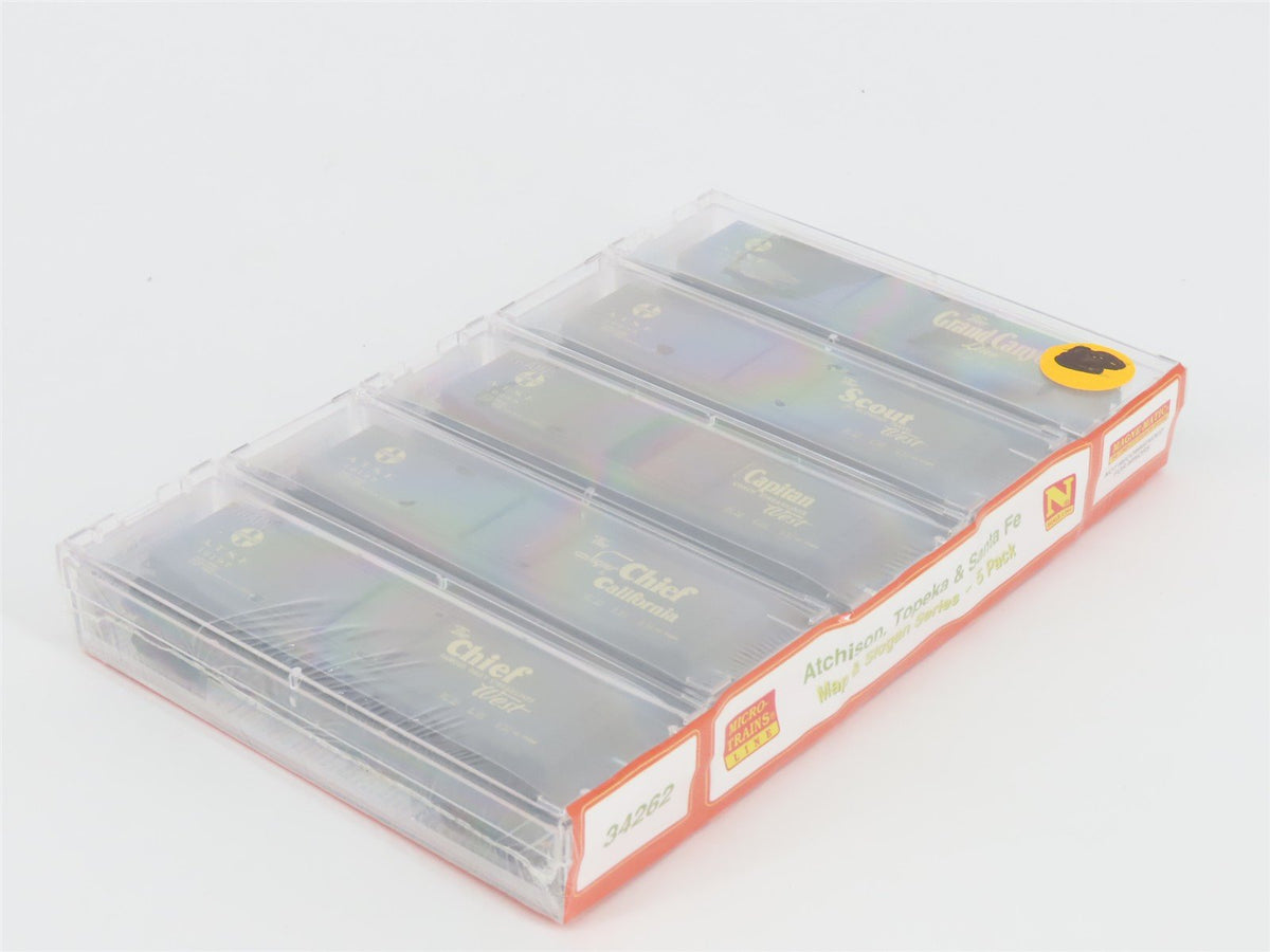 N Scale Micro-Trains MTL 34262 ATSF Santa Fe Map &amp; Slogan Box Car 5-Pack Sealed