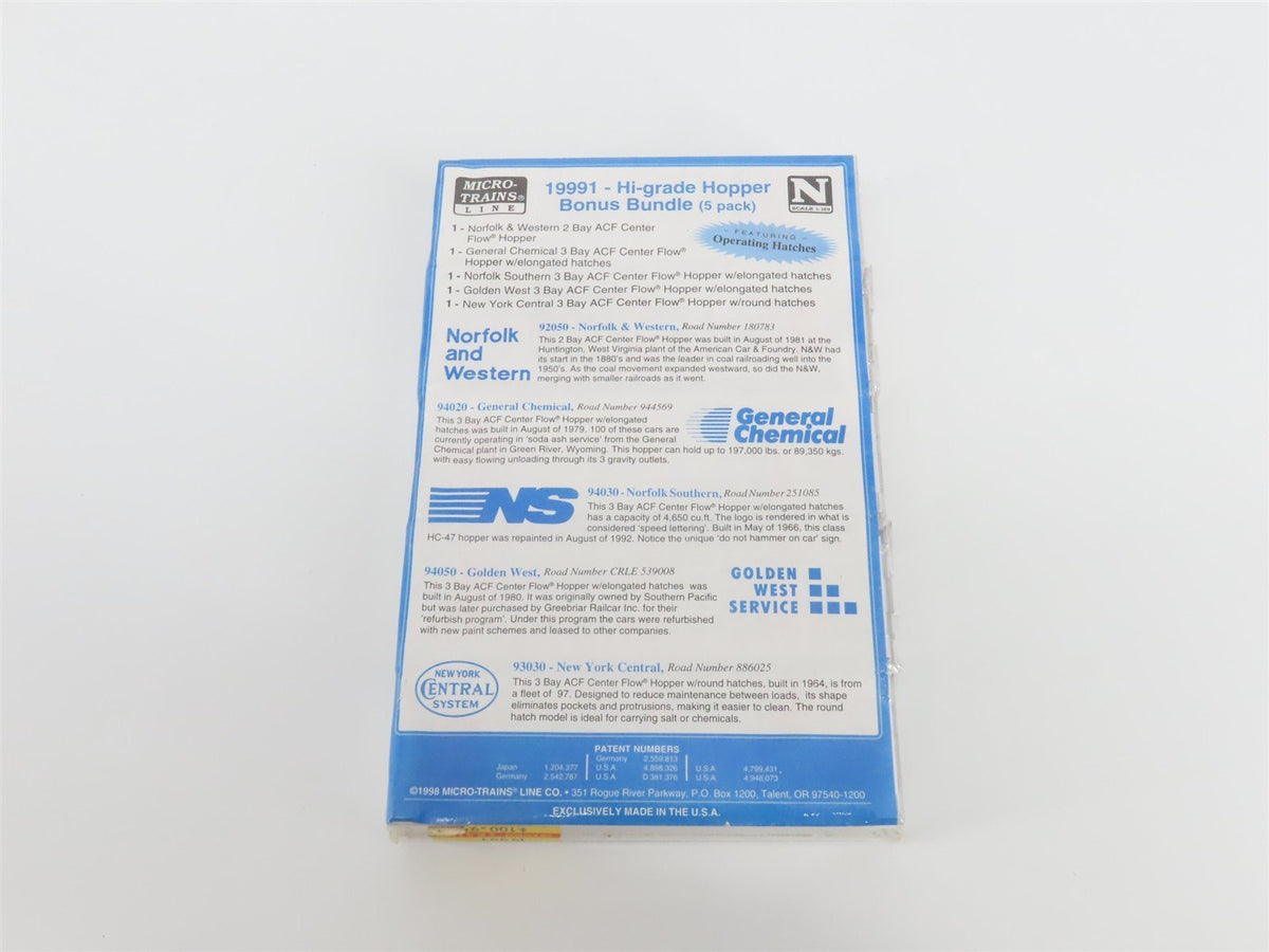 N Scale Micro-Trains MTL 19991 N&amp;W/GC/NS/GWS/NYC Hi-Grade Hopper 5-Pack Sealed