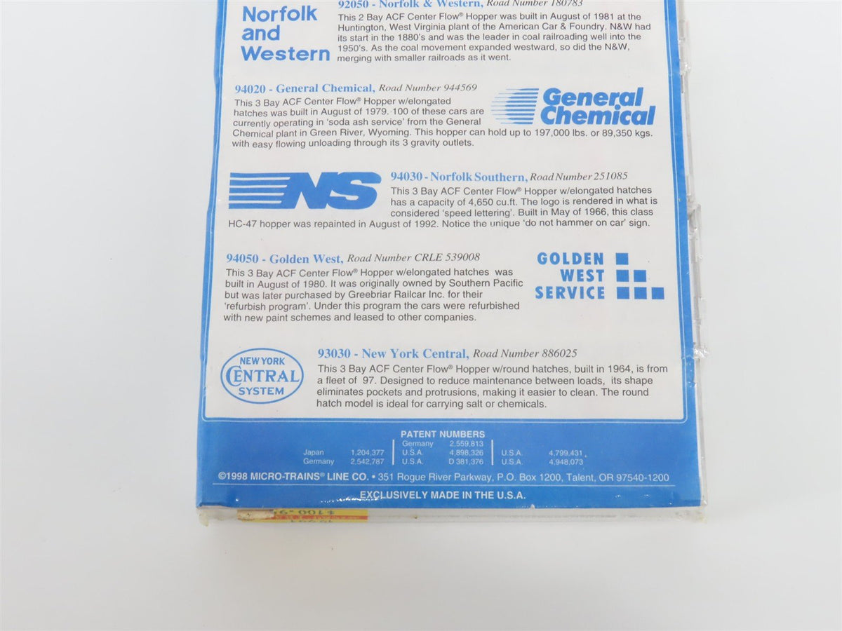 N Scale Micro-Trains MTL 19991 N&amp;W/GC/NS/GWS/NYC Hi-Grade Hopper 5-Pack Sealed