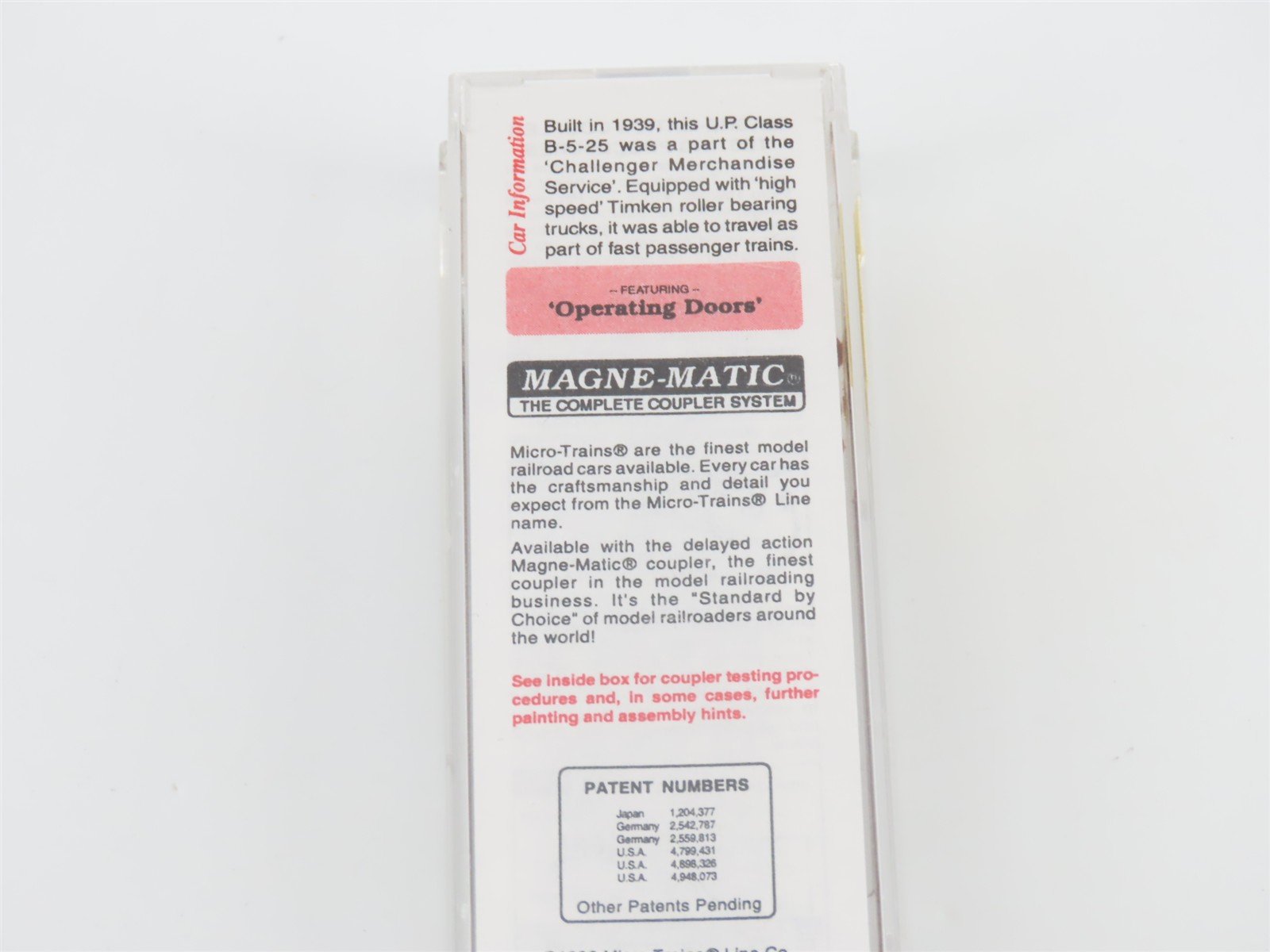 N Scale Micro-Trains MTL 23230 UP Union Pacific Challenger 40' Box Car #9147