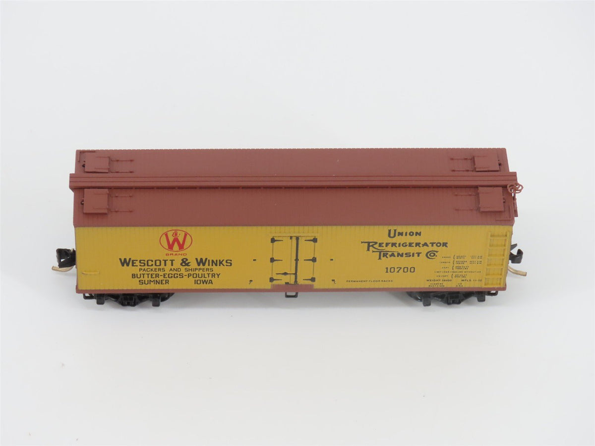 N Scale Micro-Trains MTL 49380 URTC Wescott &amp; Winks 40&#39; Wood Reefer #10700