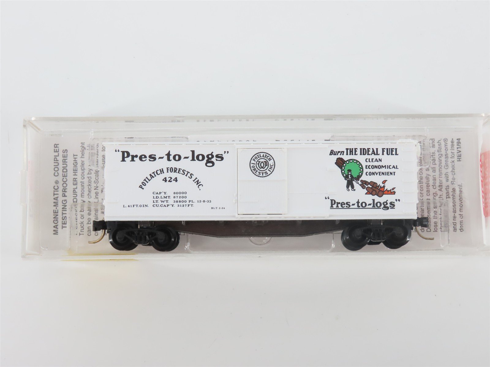 N Scale Micro-Trains MTL 42060 Potlach Lumber Co. 40' Single Door Box Car #424