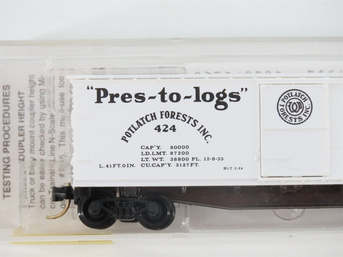 N Scale Micro-Trains MTL 42060 Potlach Lumber Co. 40&#39; Single Door Box Car #424