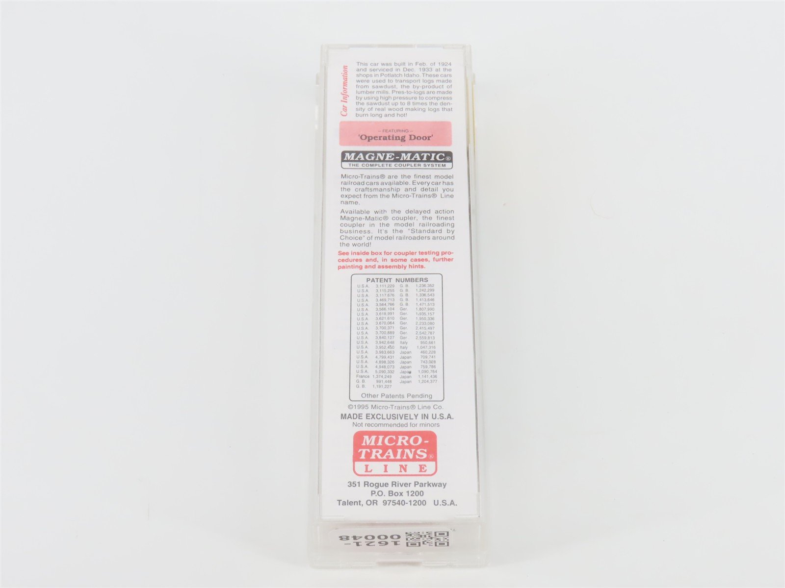 N Scale Micro-Trains MTL 42060 Potlach Lumber Co. 40' Single Door Box Car #424