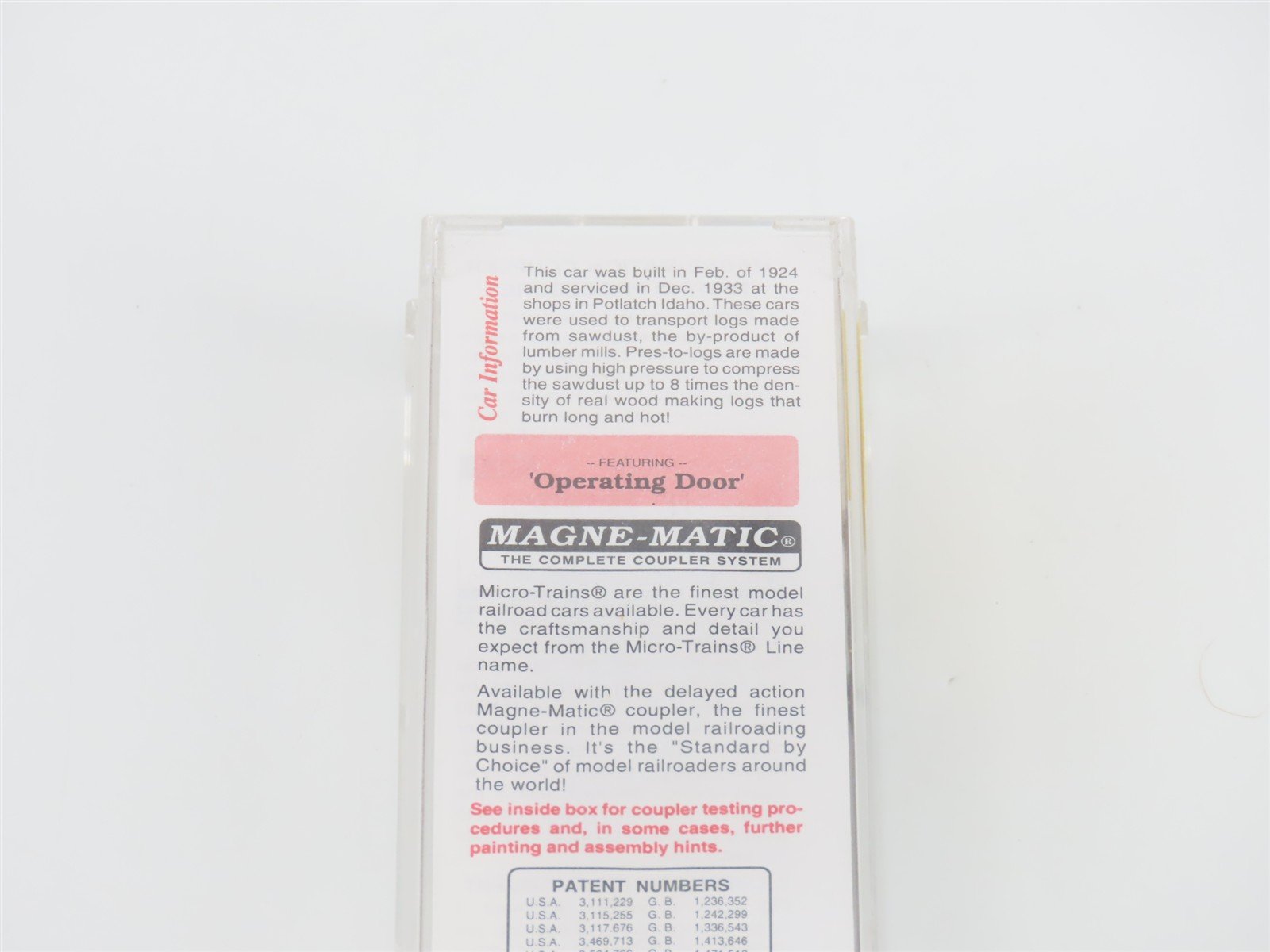 N Scale Micro-Trains MTL 42060 Potlach Lumber Co. 40' Single Door Box Car #424