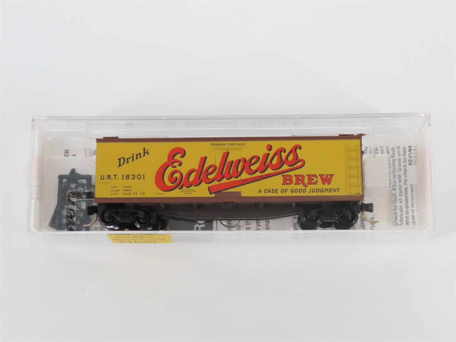 N Scale Micro-Trains MTL 49430 URT Edelweiss Brew 40' Wood Reefer #18301