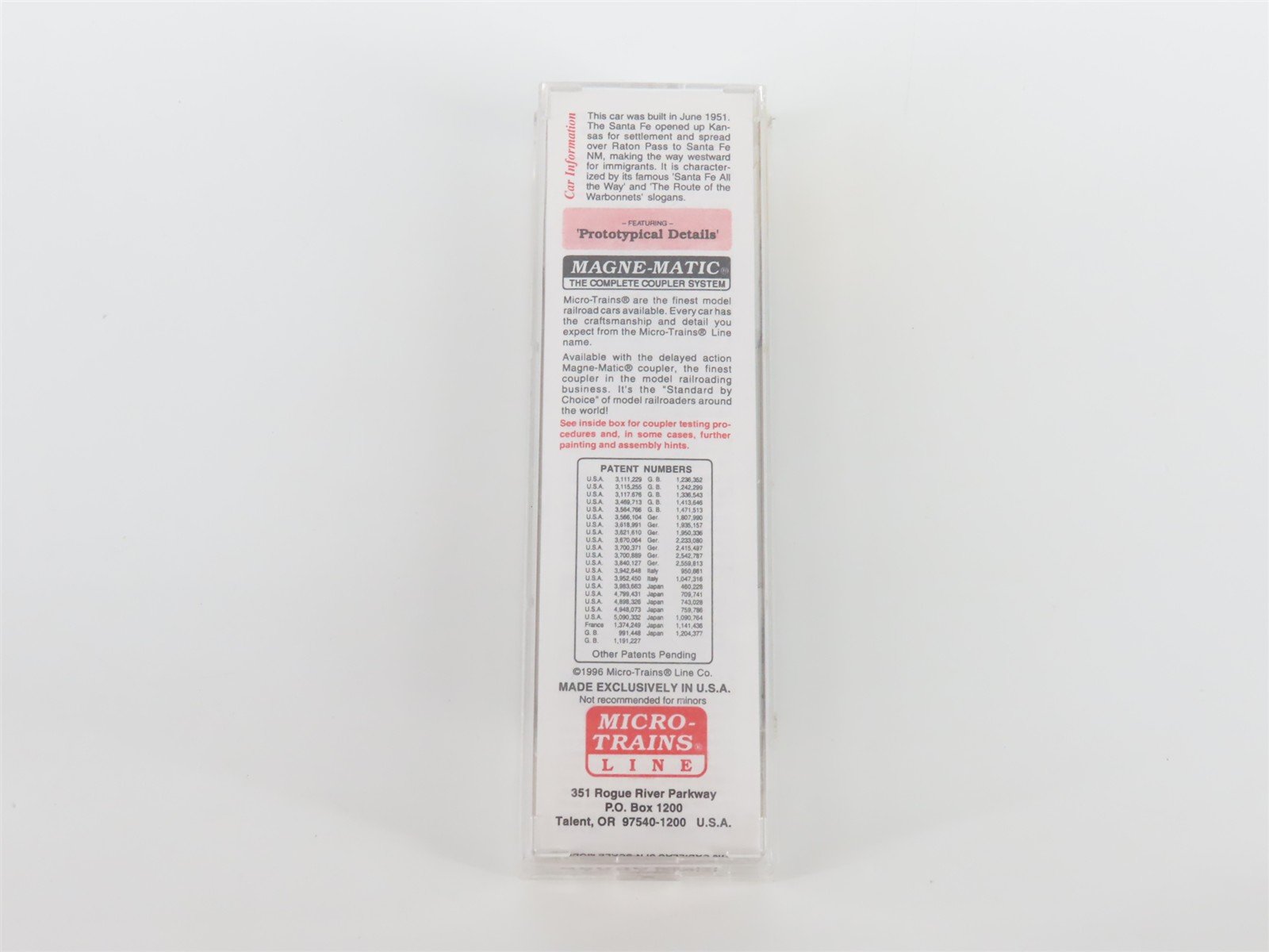 N Scale Micro-Trains MTL 21110 ATSF Santa Fe 40' Plug Door Box Car #149953