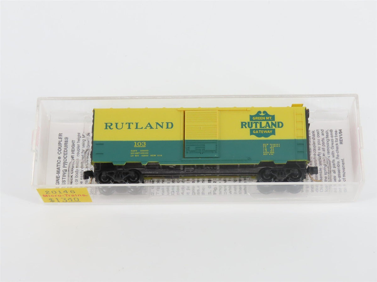N Scale Micro-Trains MTL 20146 R Rutland Green Mt Gateway 40&#39; Box Car #103