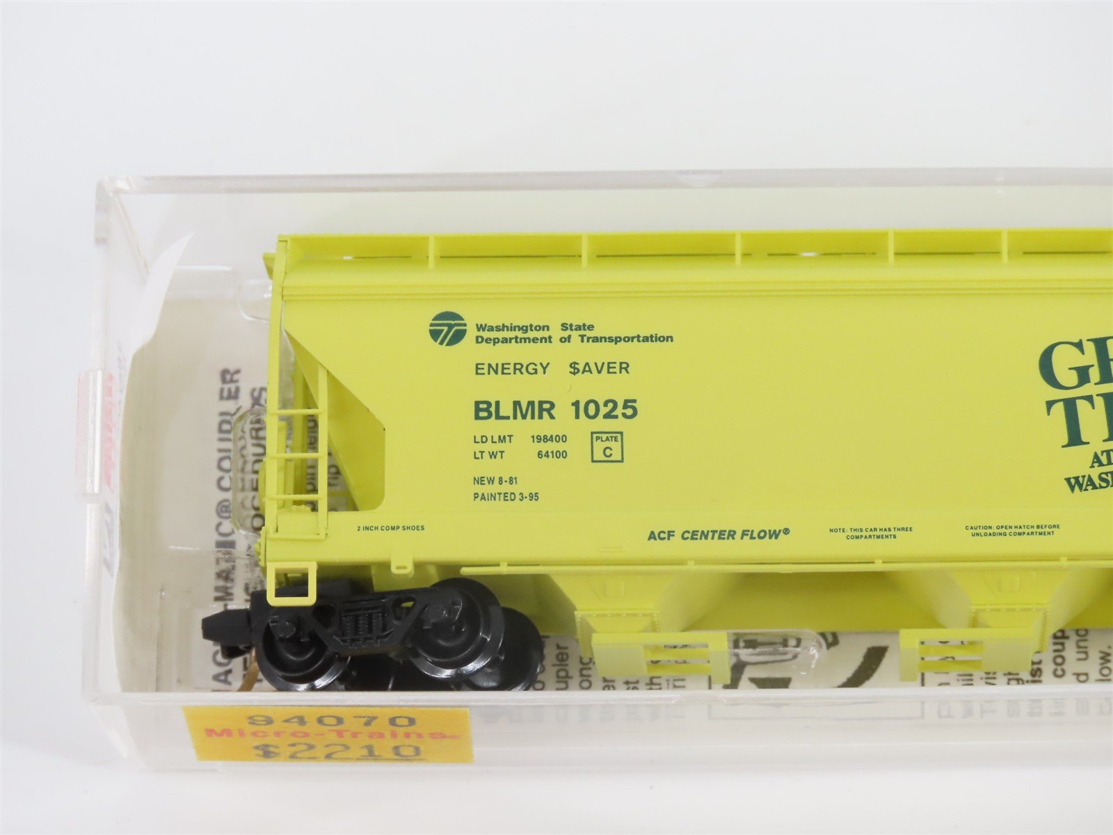N Scale Micro-Trains MTL 94070 BLMR Grain Train 3-Bay Covered Hopper #1025