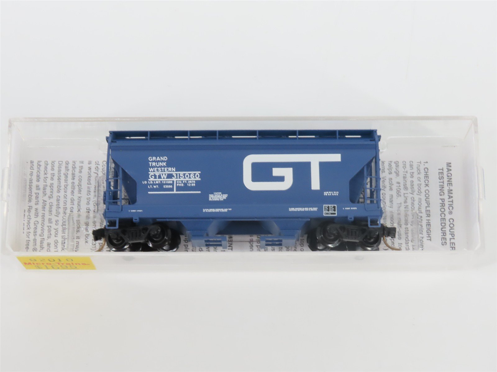 N Scale Micro-Trains MTL 92010 GTW Grand Trunk Western 2-Bay Hopper #315060