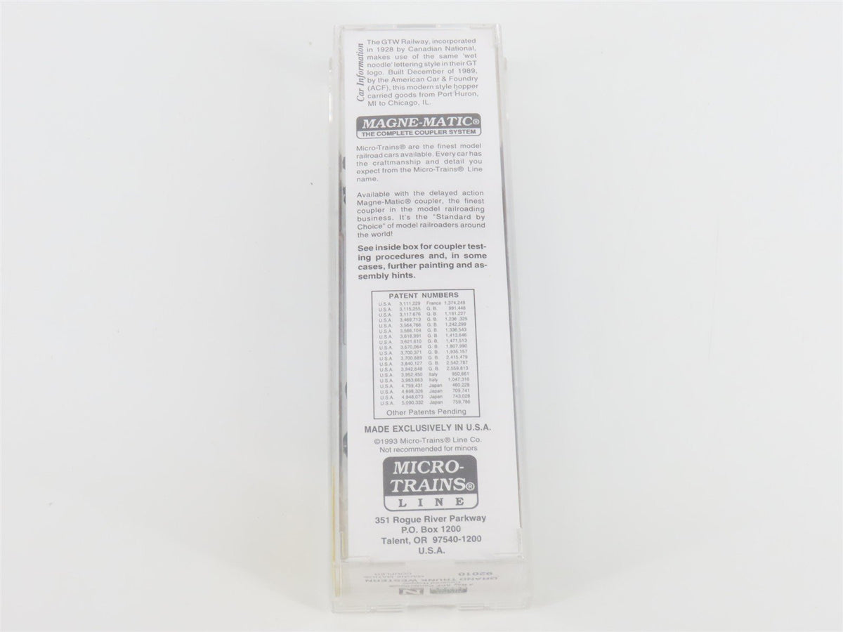 N Scale Micro-Trains MTL 92010 GTW Grand Trunk Western 2-Bay Hopper #315060
