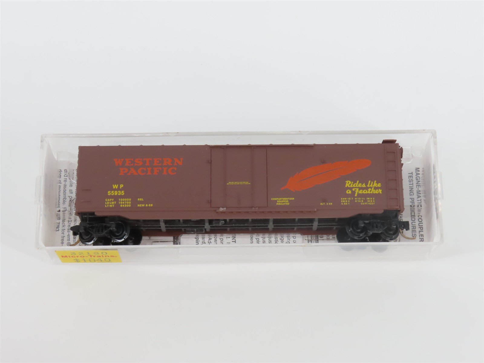 N Scale Micro-Trains MTL 32180 WP Western Pacific Feather 50' Box Car #55935