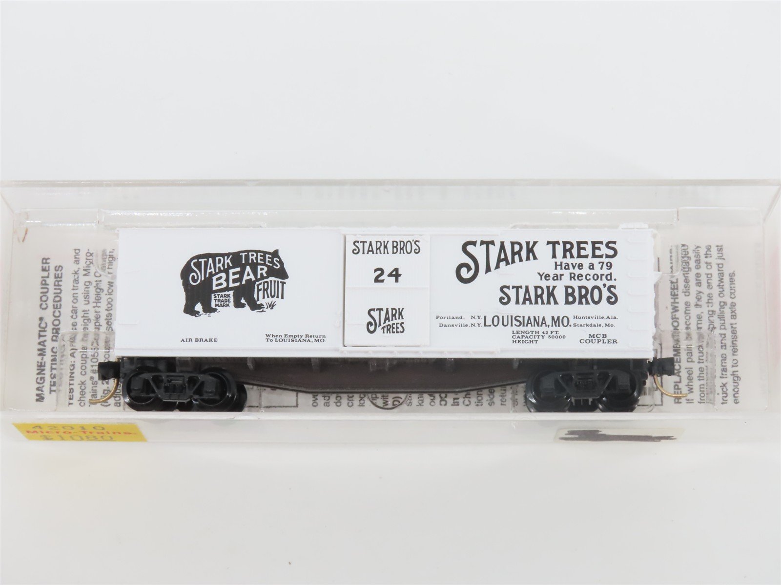 N Scale Micro-Trains MTL 42010 Stark Trees 40' Single Door Box Car #24