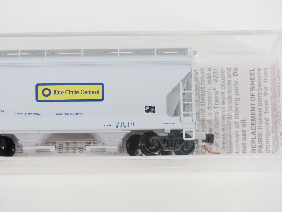 N Scale Micro-Trains MTL 92180 BCAX Blue Circle Cement 2-Bay Covered Hopper #7