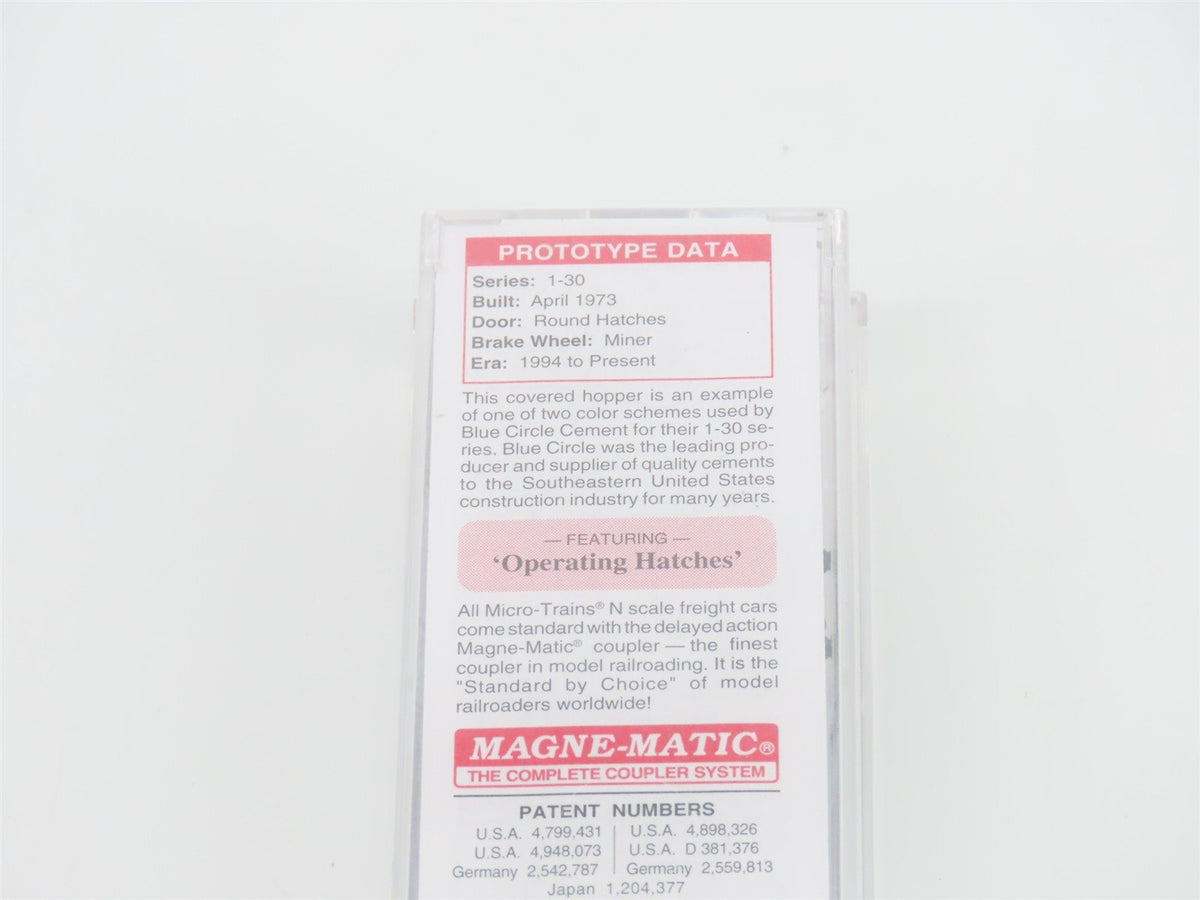 N Scale Micro-Trains MTL 92180 BCAX Blue Circle Cement 2-Bay Covered Hopper #7