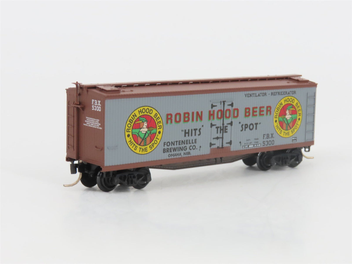 N Scale Micro-Trains MTL 49450 FBX Robin Hood Beer 40&#39; Wood Reefer #5300
