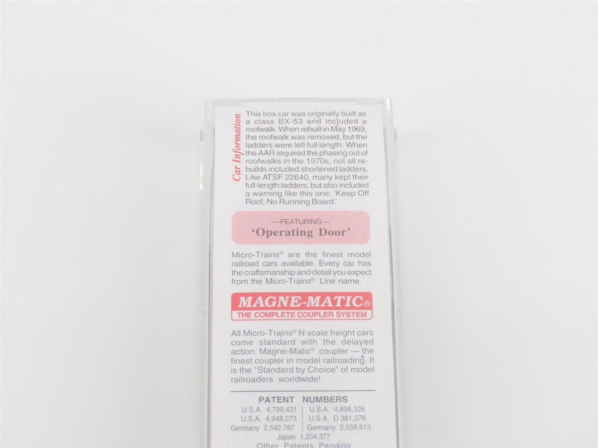 N Scale Micro-Trains MTL 73010 ATSF Santa Fe 40&#39; Single Door Box Car #22640