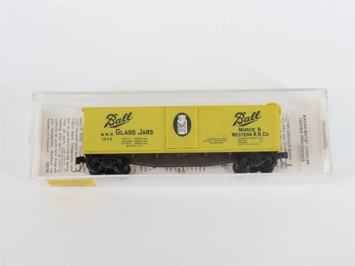 N Scale Micro-Trains MTL 42030 MWR Ball Glass Jars 40&#39; Single Door Box Car #1020