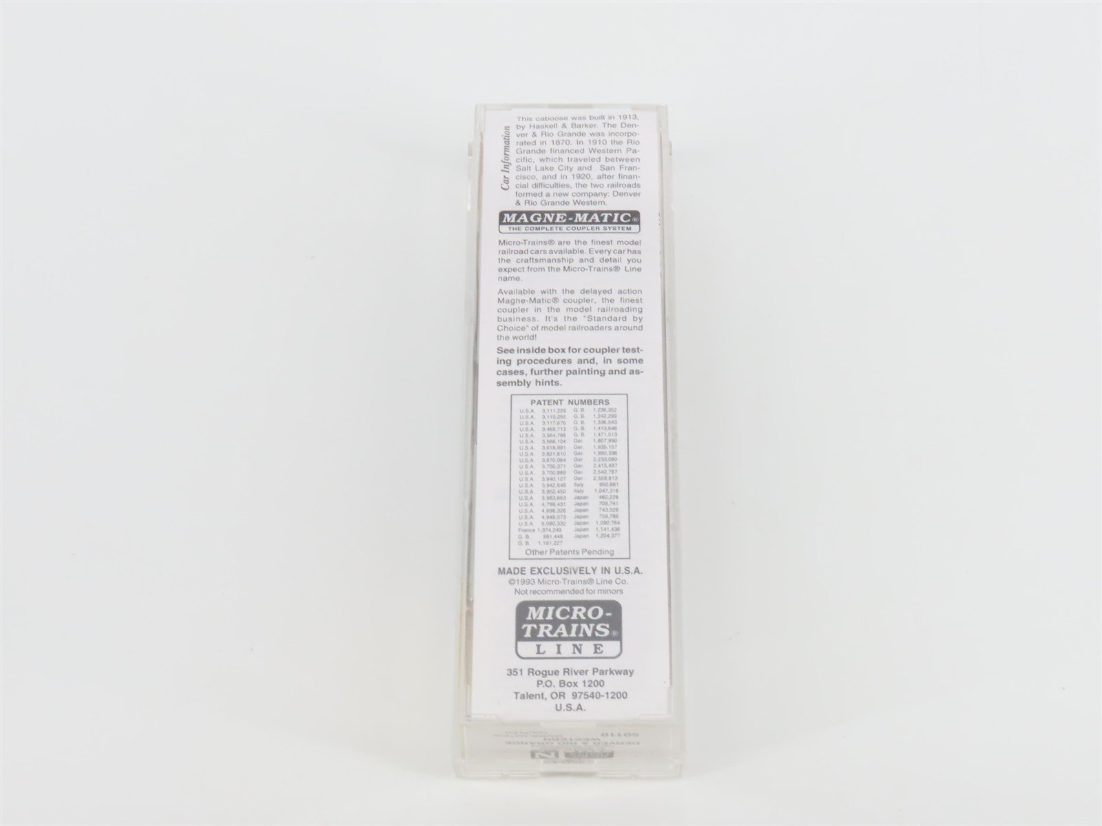 N Scale Micro-Trains MTL 50110 D&RGW Rio Grande 34' Caboose #00158