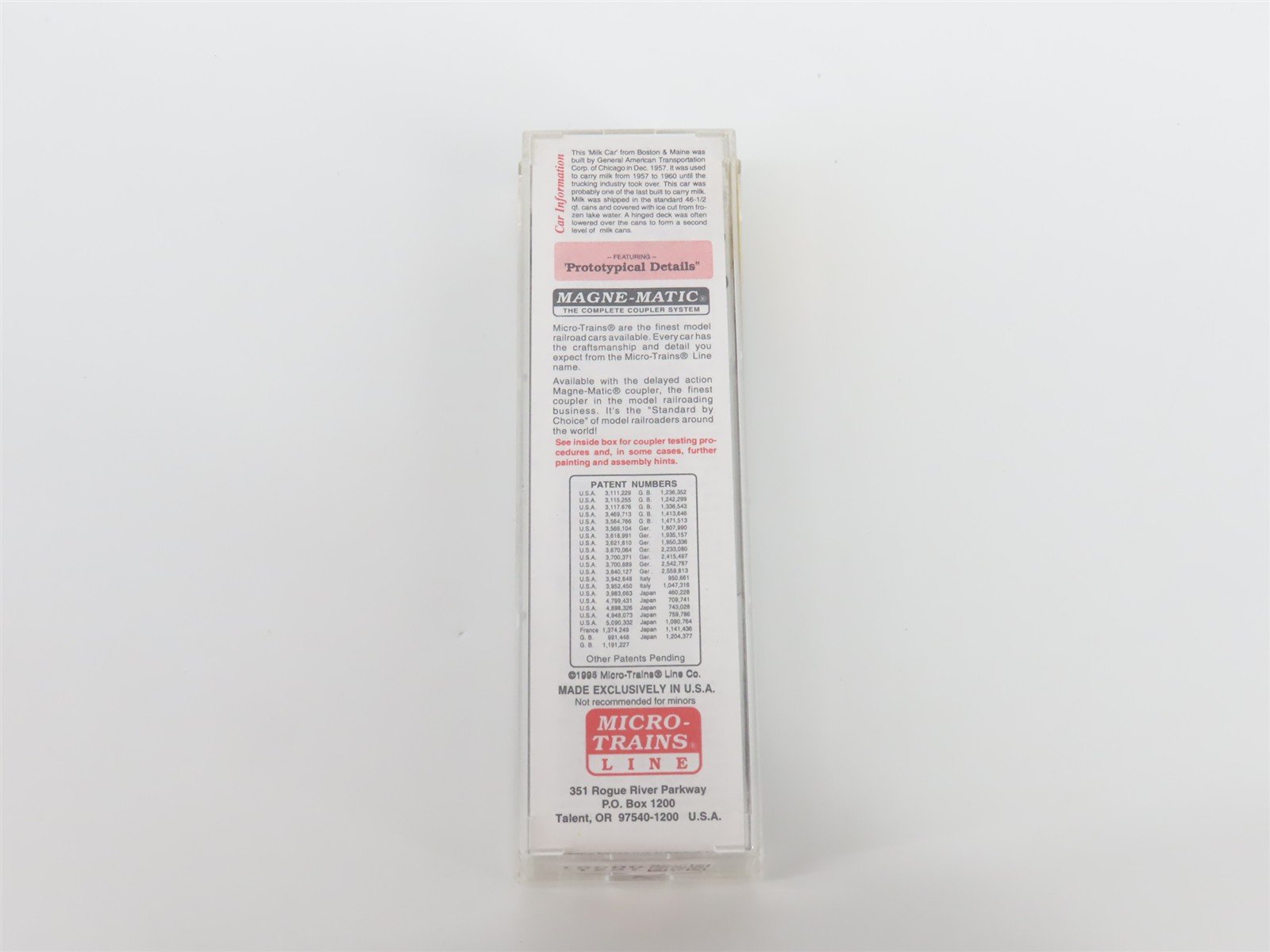 N Scale Micro-Trains MTL 32330 BM Boston & Maine Milk 50' Box Car #1919
