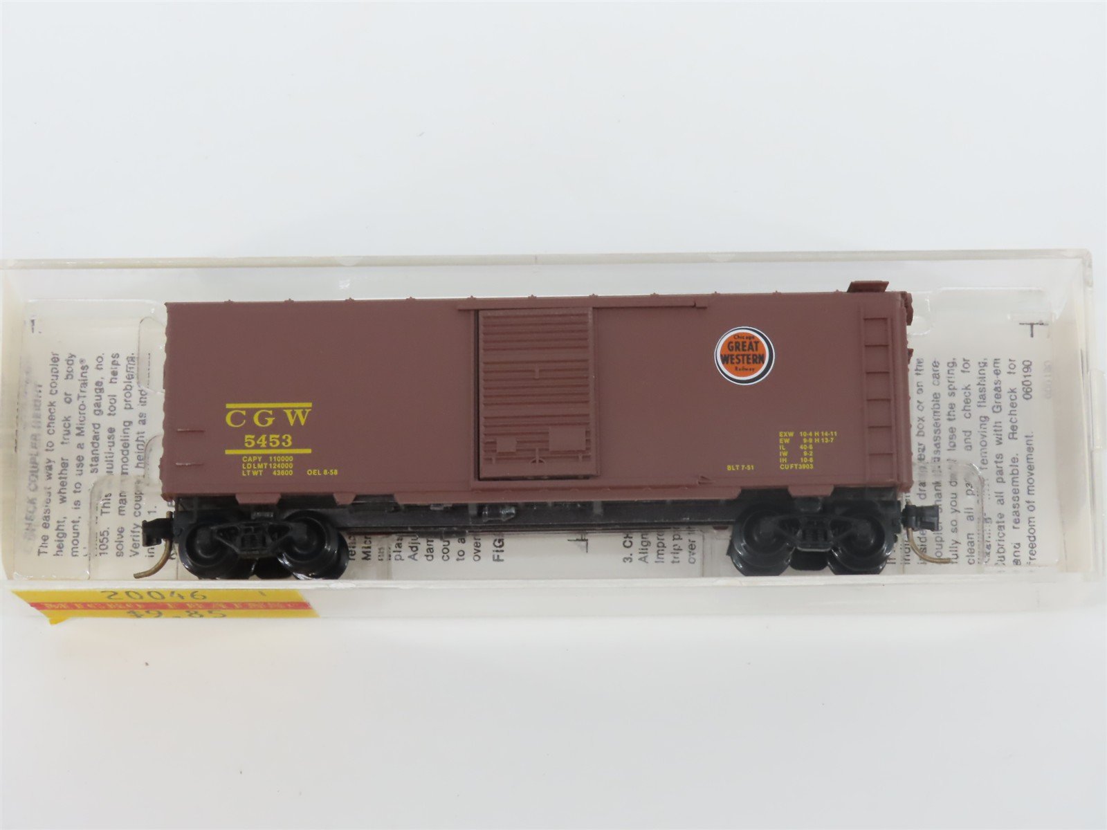N Scale Micro-Trains MTL 20046 CGW Chicago Great Western 40' Box Car #5453