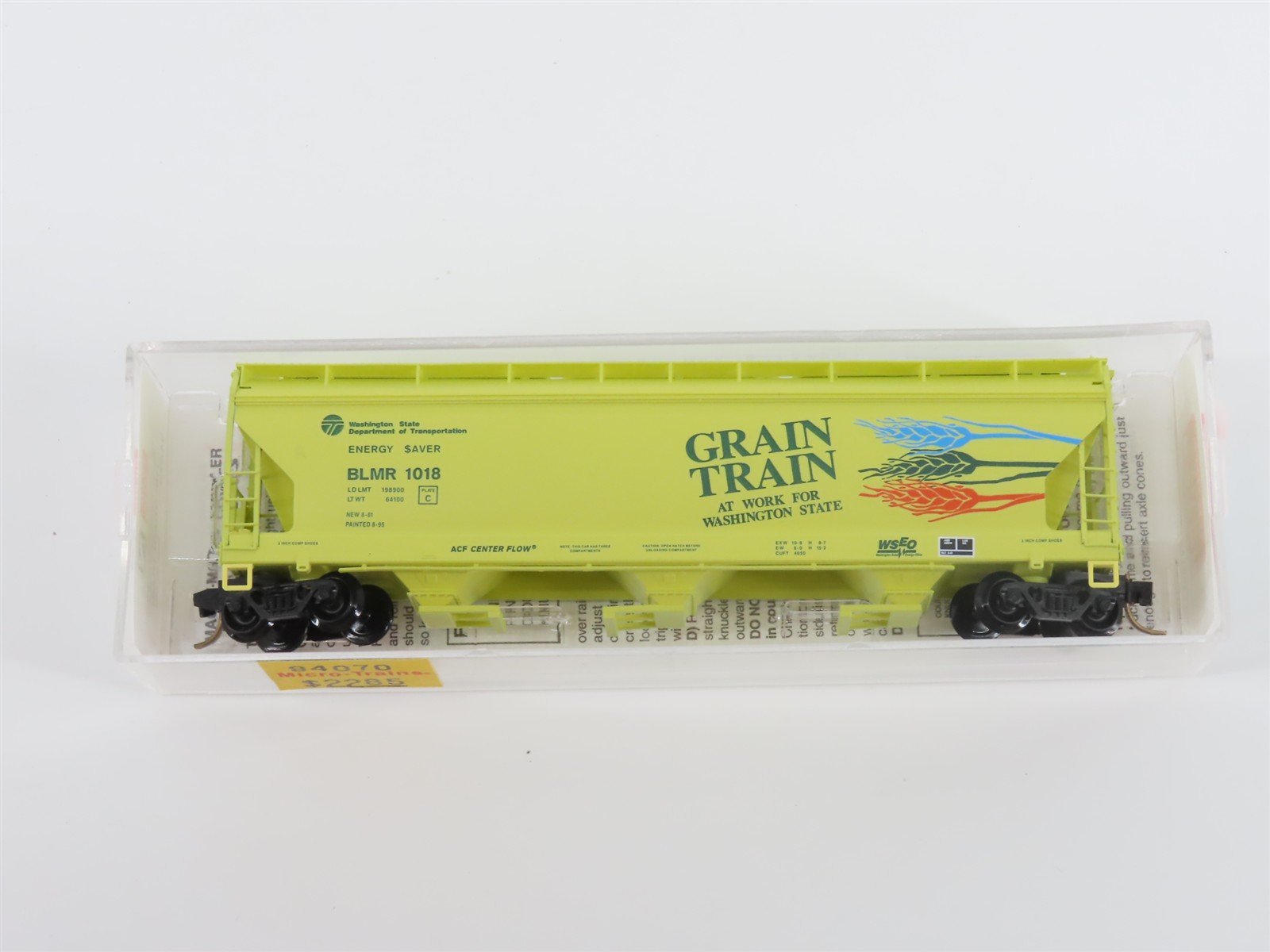 N Scale Micro-Trains MTL 94070 BLMR Grain Train 3-Bay Covered Hopper #1018
