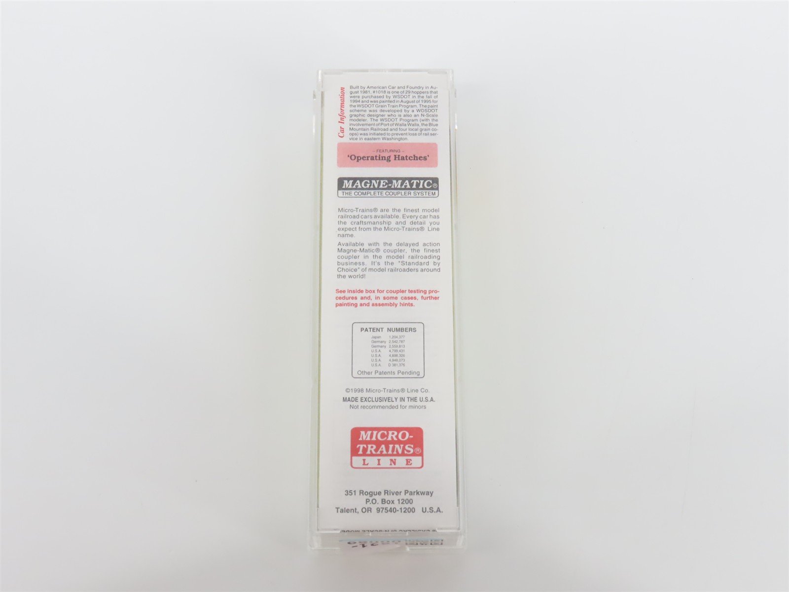 N Scale Micro-Trains MTL 94070 BLMR Grain Train 3-Bay Covered Hopper #1018