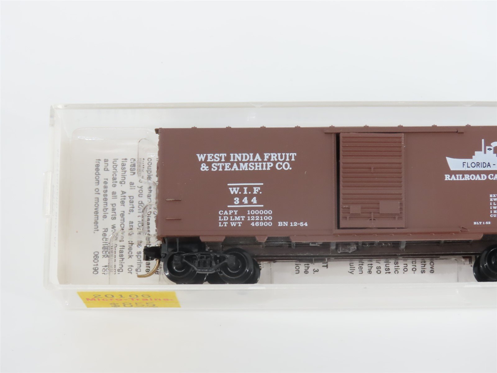 N Scale Micro-Trains MTL 20106 WIF West India Fruit 40' Single Door Box Car #344