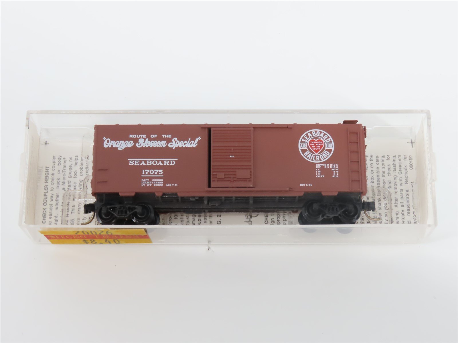 N Scale Micro-Trains MTL 20026 SAL Orange Blossom Special 40' Box Car #17075