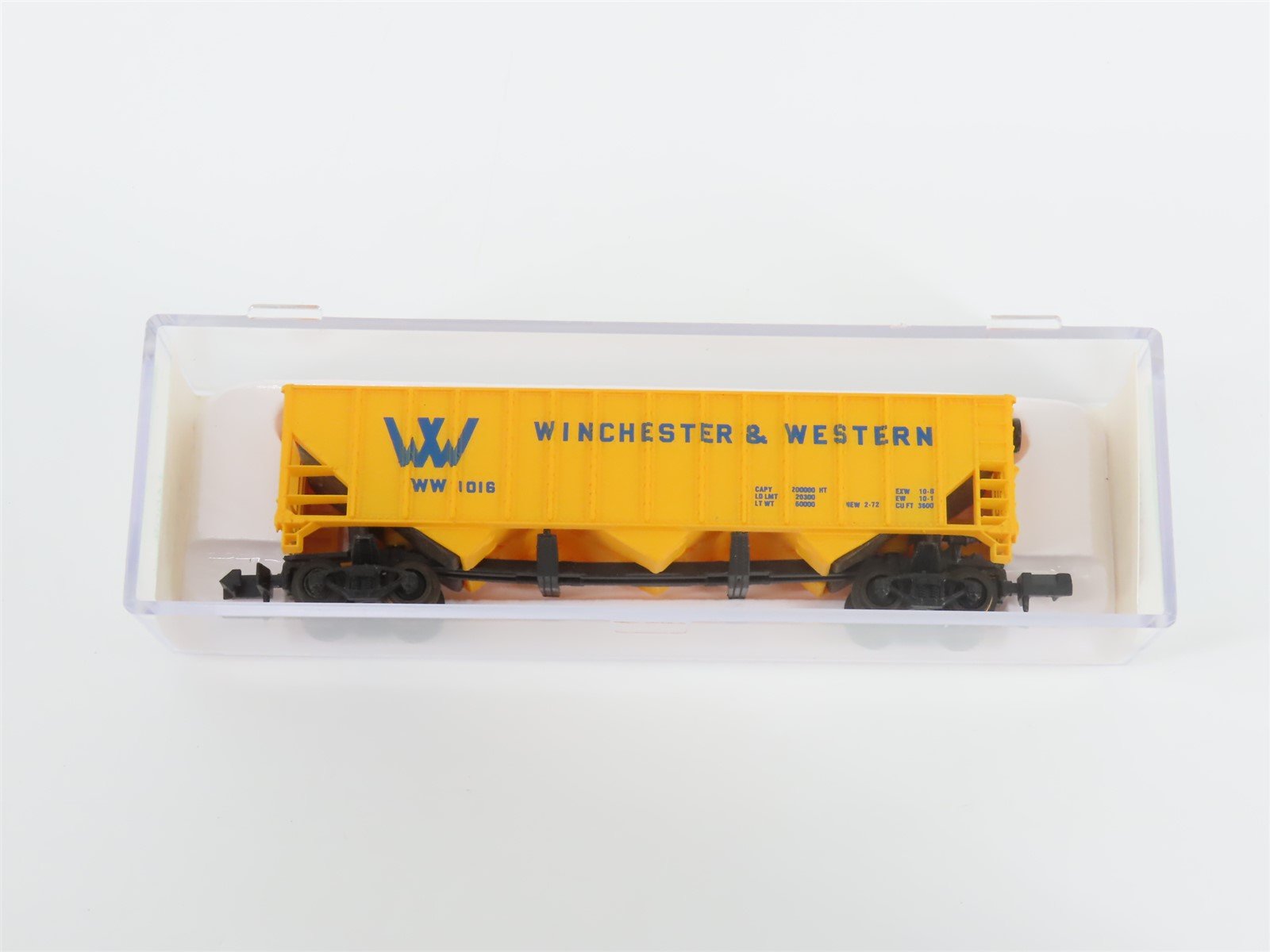 N Scale Bev-Bel 14008 WW Winchester & Western 3-Bay Open Hopper #1016