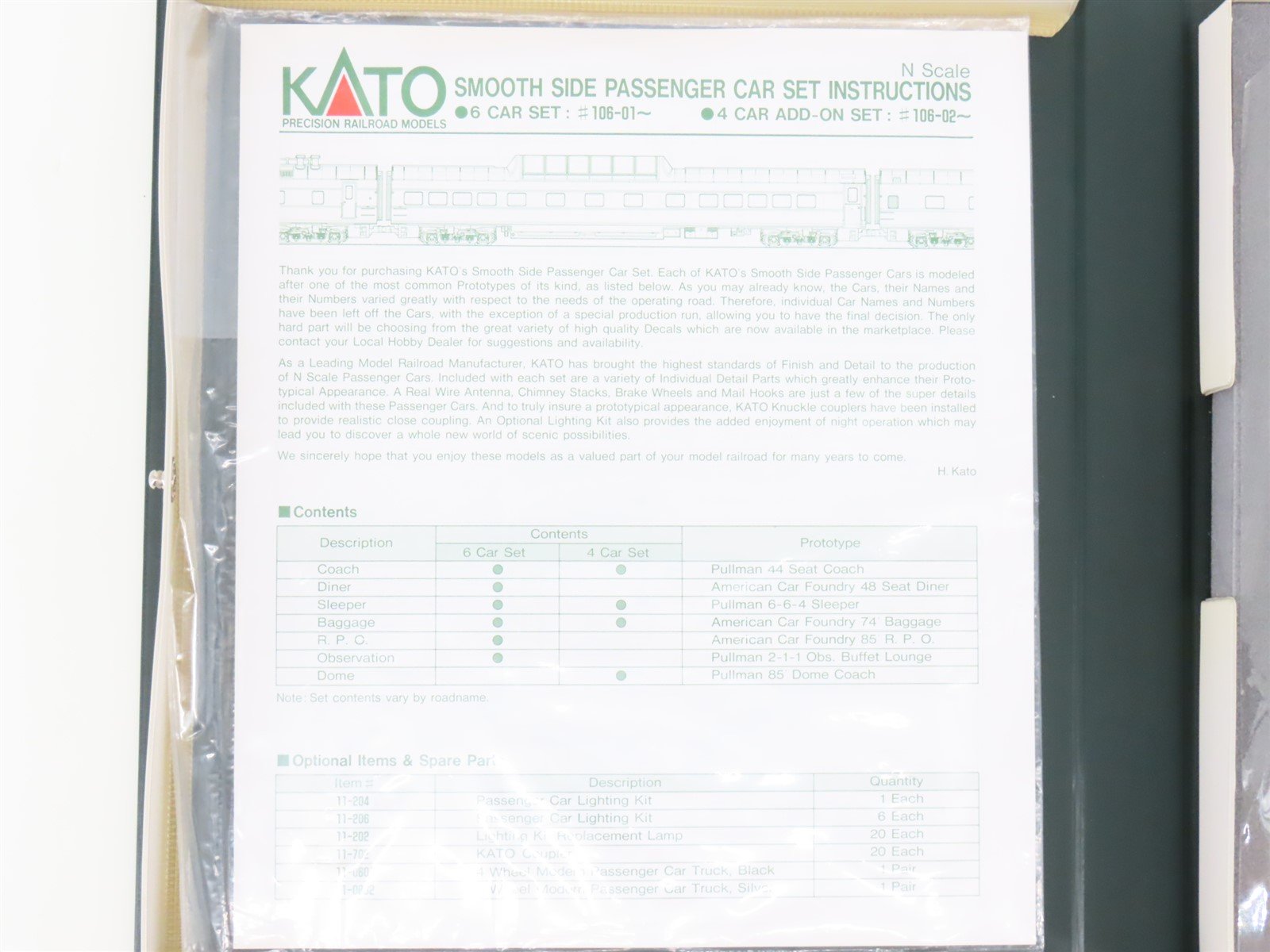 N Scale KATO 106-021 AMTK Amtrak Smooth Side Passenger 4-Car Set