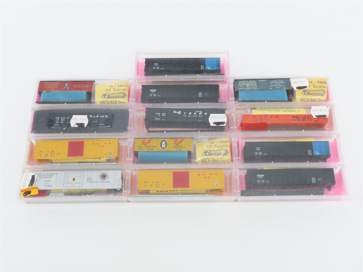 LOT of 13 N Roundhouse Kits D&amp;RGW/NPM/USAX/CM&amp;SP/HPCX MWR Assorted Freight Cars