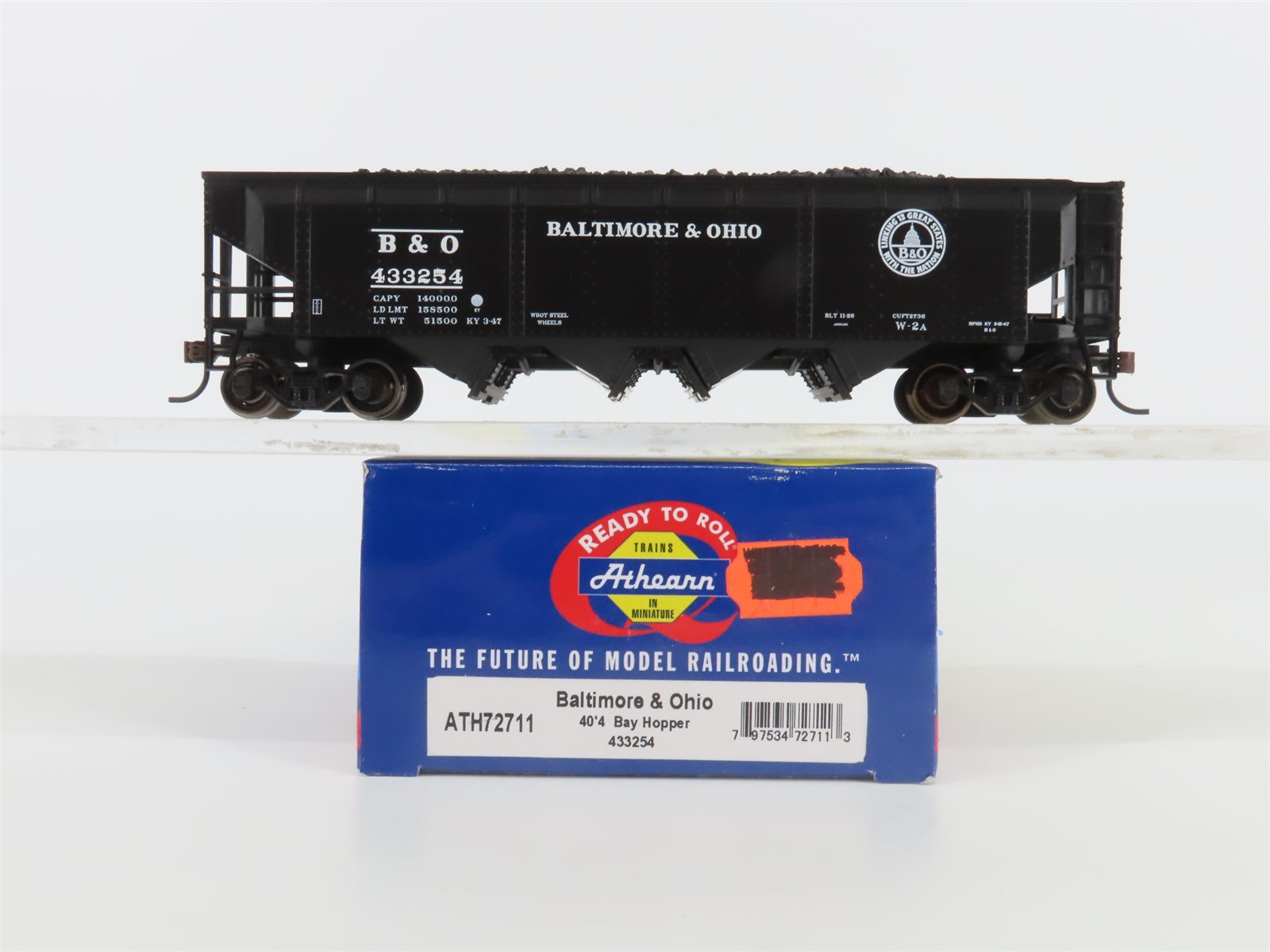 HO Scale Athearn ATH72711 B&O Baltimore & Ohio Railroad 4-Bay Hopper #433254