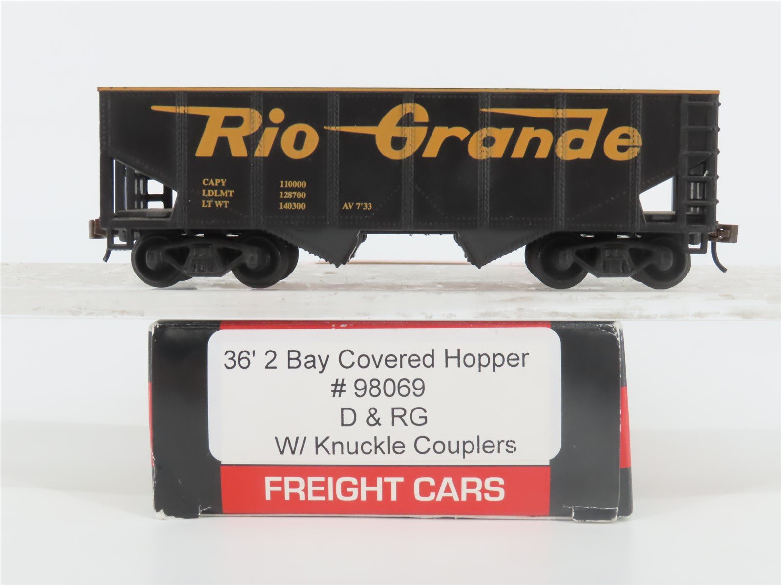 HO Scale Model Power 98069 D&RGW Rio Grande Railroad 36' 2-Bay Hopper