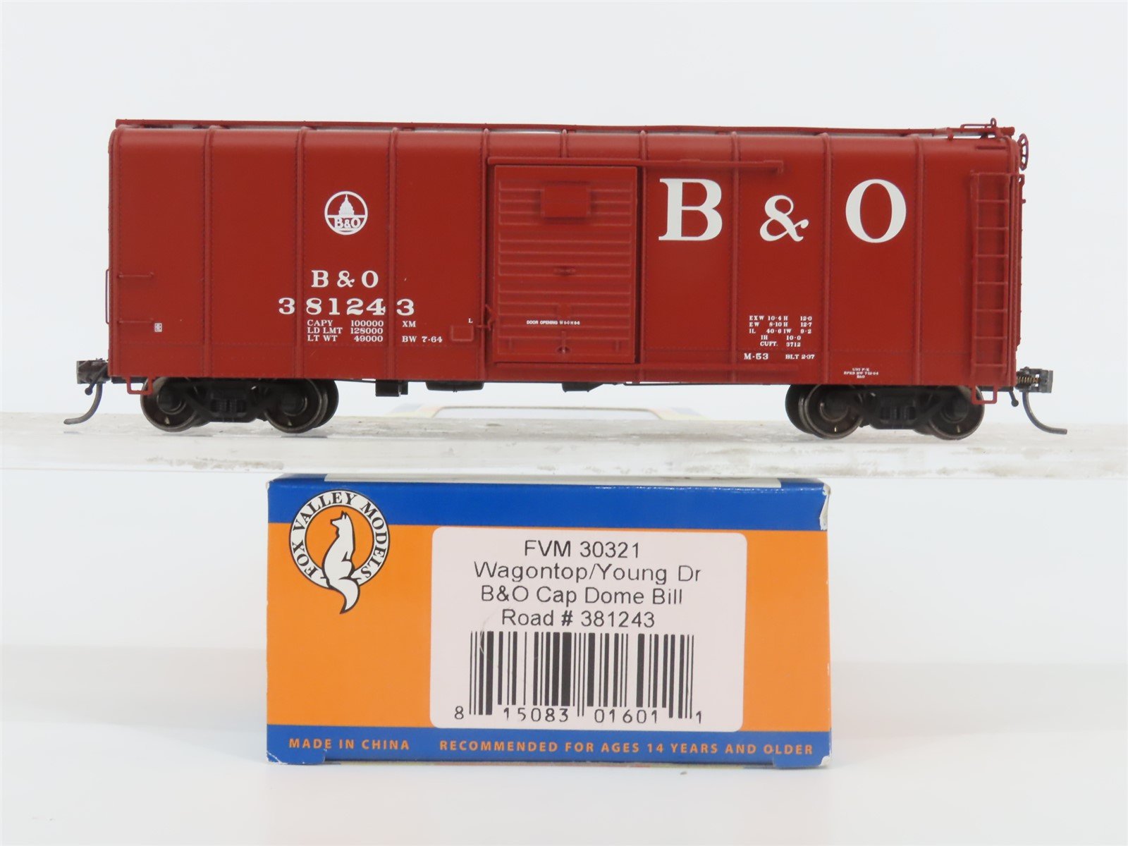 HO Scale Fox Valley Models FVM 30321 B&O Baltimore & Ohio Box Car #381243