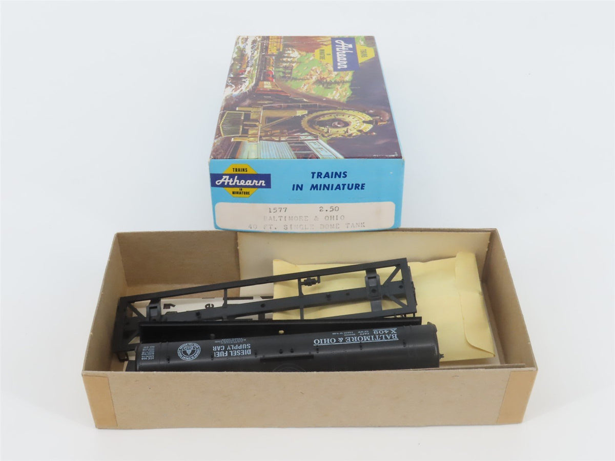 HO Scale Athearn Kit #1577 B&amp;O Baltimore &amp; Ohio 40&#39; Single Dome Tank Car #X409
