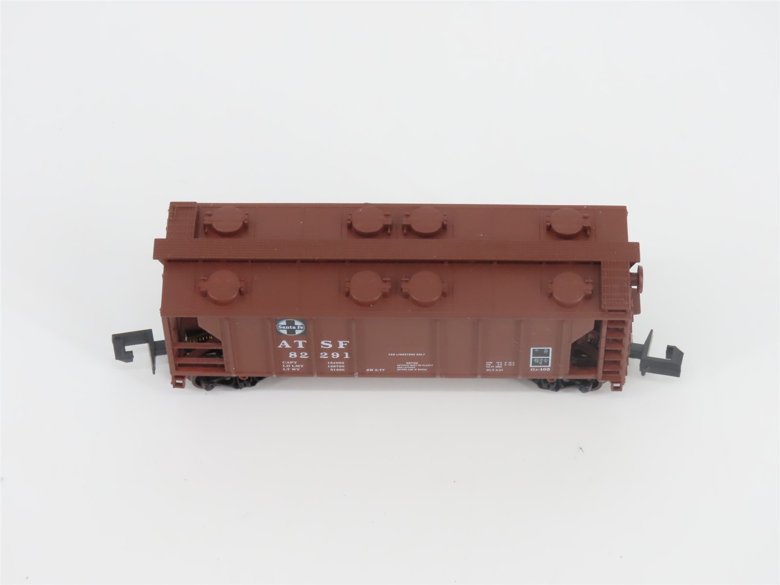 N Scale Atlas 3157 ATSF Santa Fe Railroad 2-Bay Covered Hopper #82291